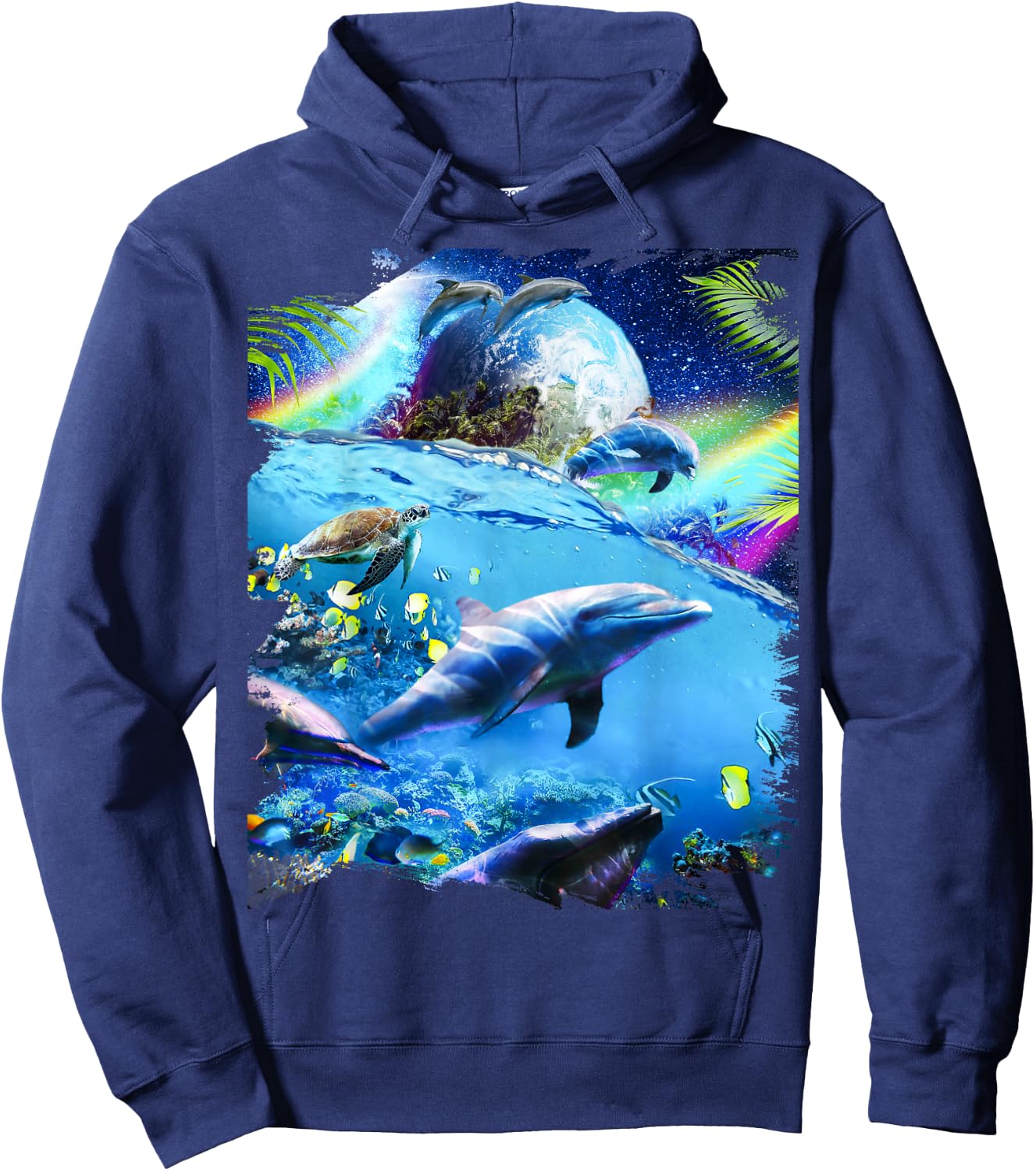 Galaxy Dolphin - Dolphins in Space Hoodie - Hoodie | Navy
