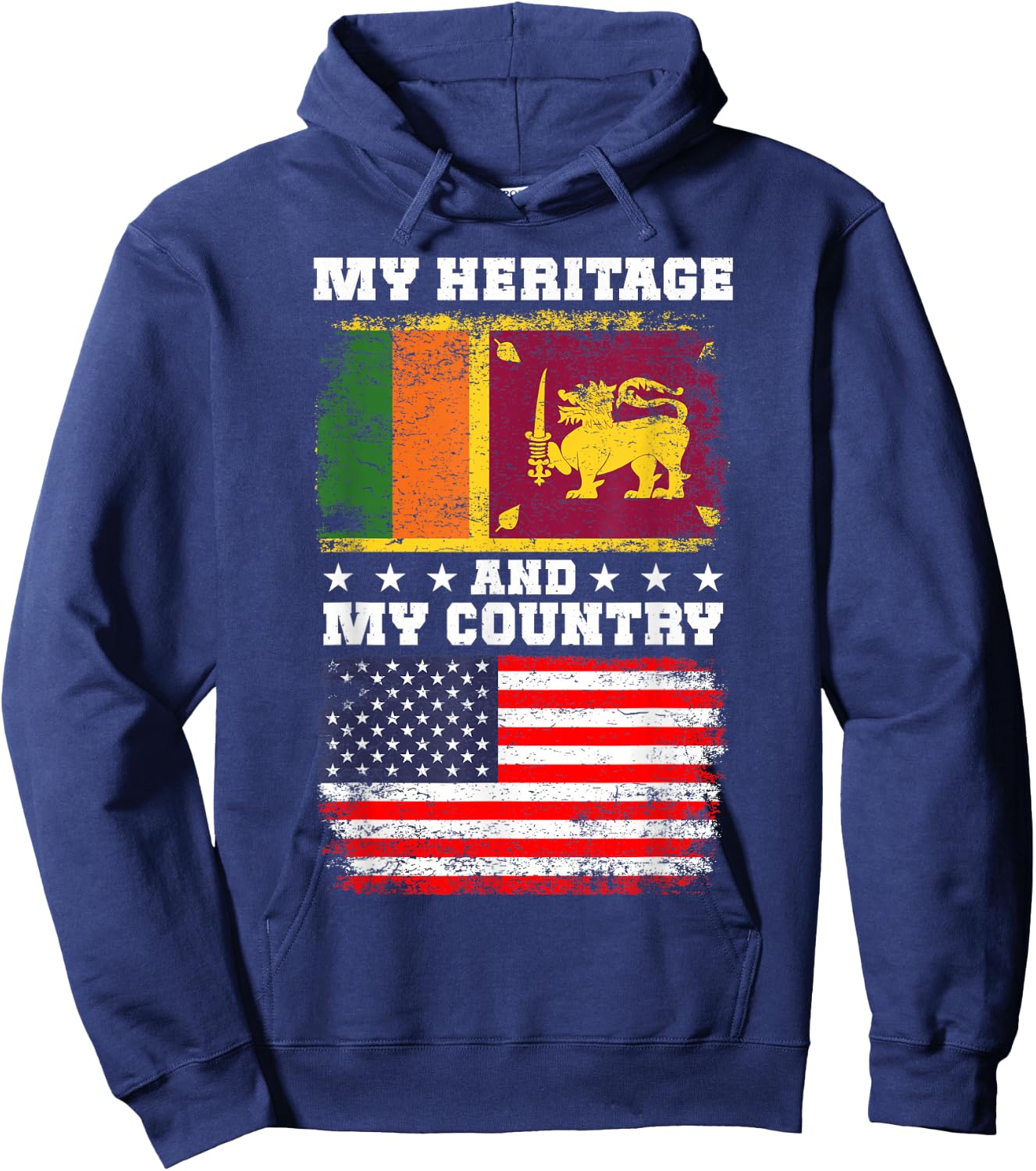 Sri Lankan Heritage Uniform American Outfit Sri Lanka Flag Hoodie - Hoodie | Navy