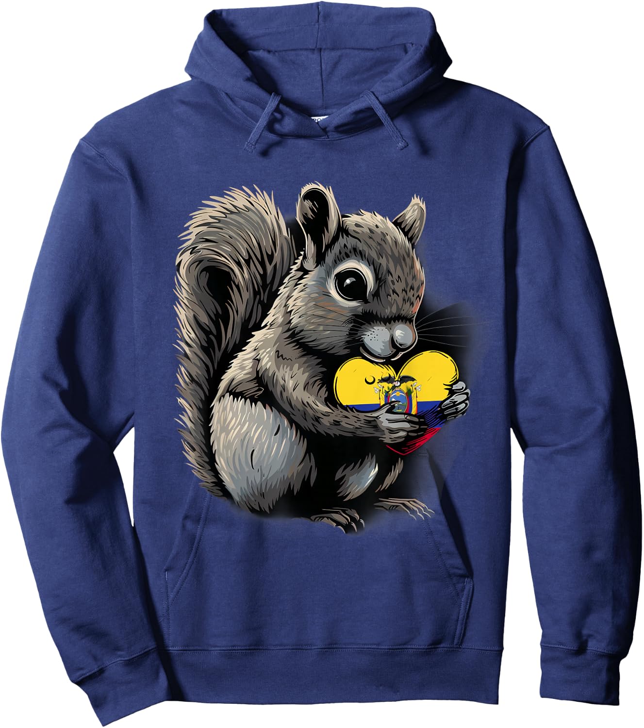 Ecuador Squirrel Heart Ecuadorian Roots Ecuadorian Flag Hoodie - Hoodie | Navy