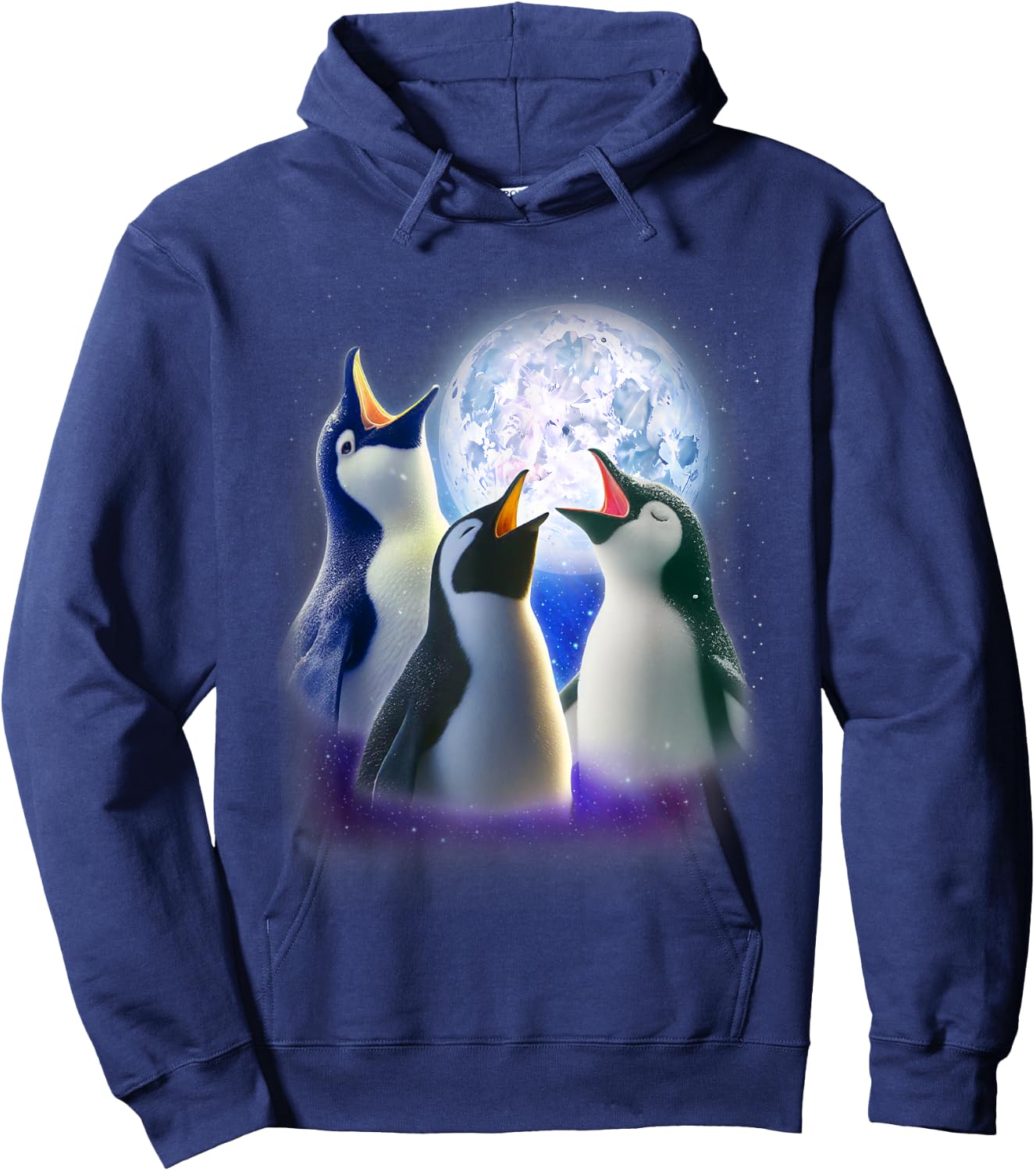 3 Penguins Howling At The Moon Funny Penguin Animal Lover Hoodie - Hoodie | Navy