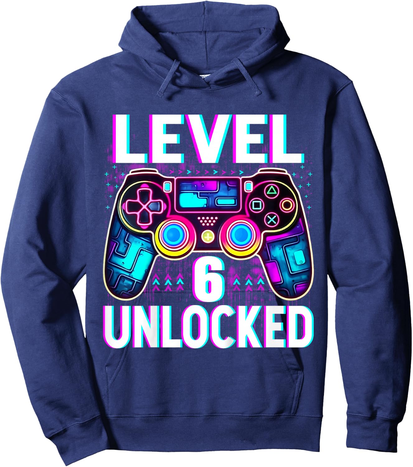 Kids Level 6 Unlocked Shirt Funny Video Gamer Geek 6th Birthday Hoodie - Hoodie | Navy
