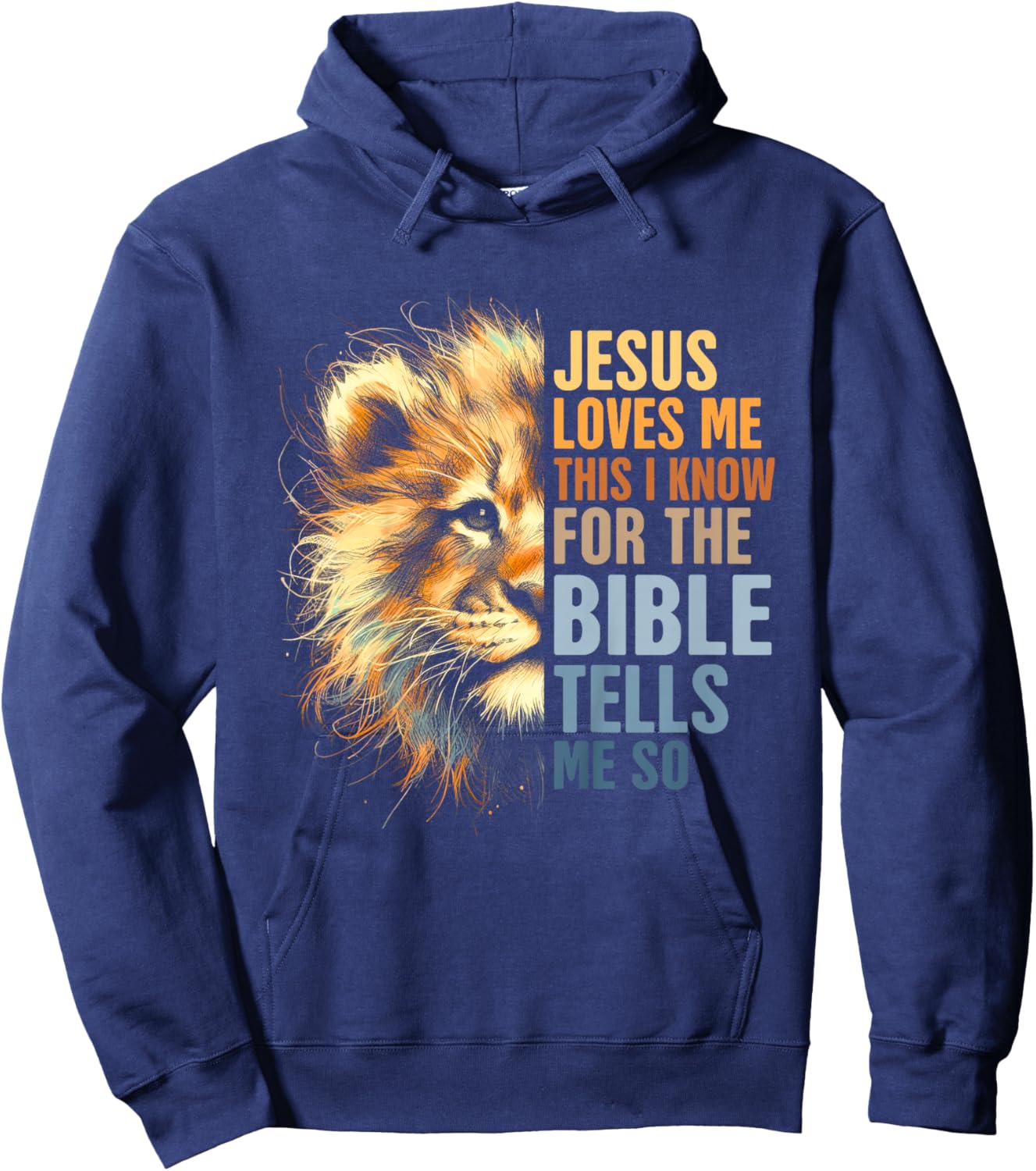 Kids Lion Christian Religious Baby Jesus Loves Me This I Know Hoodie - Hoodie | Navy
