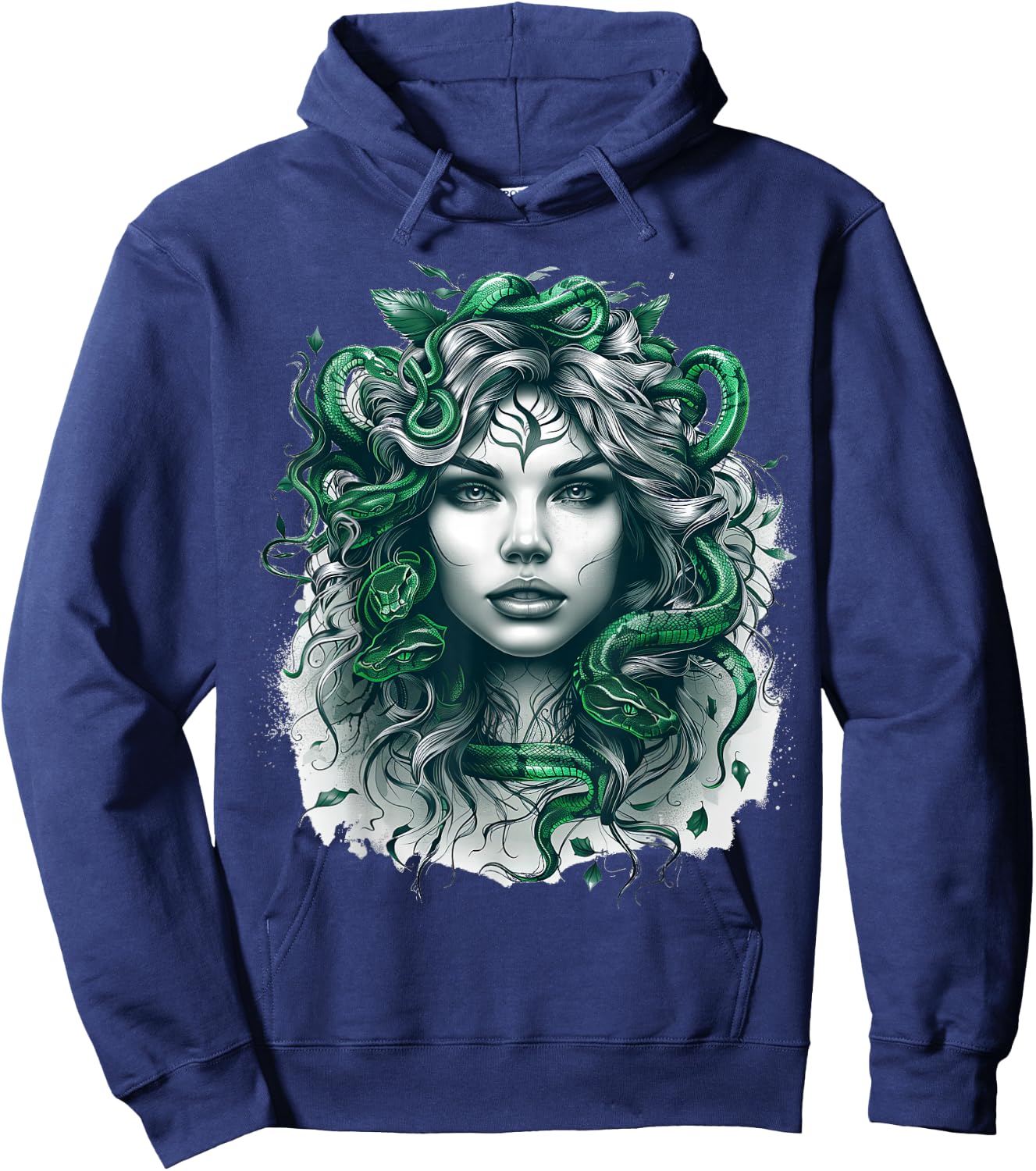 Ancient Greek Mythology Medusahead with Snake Hair Green Hoodie - Hoodie | Navy