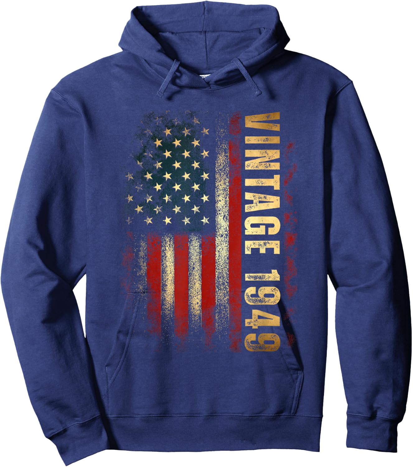 Vintage 1949 American Flag 76th Birthday 76 Years Old Men Hoodie - Hoodie | Navy
