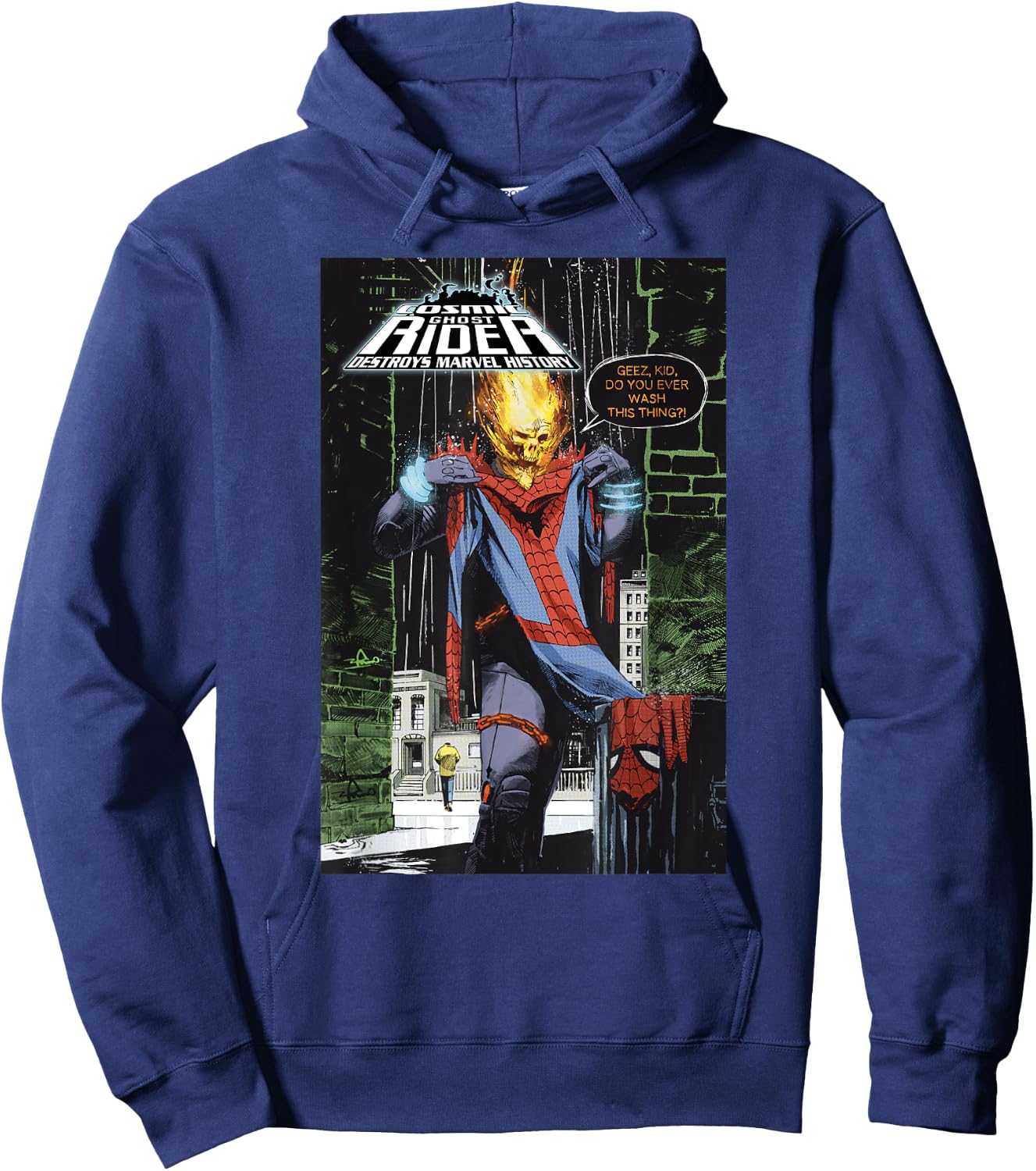 Marvel Cosmic Ghost Rider Comic Cover, Black, S Hoodie - Hoodie | Navy