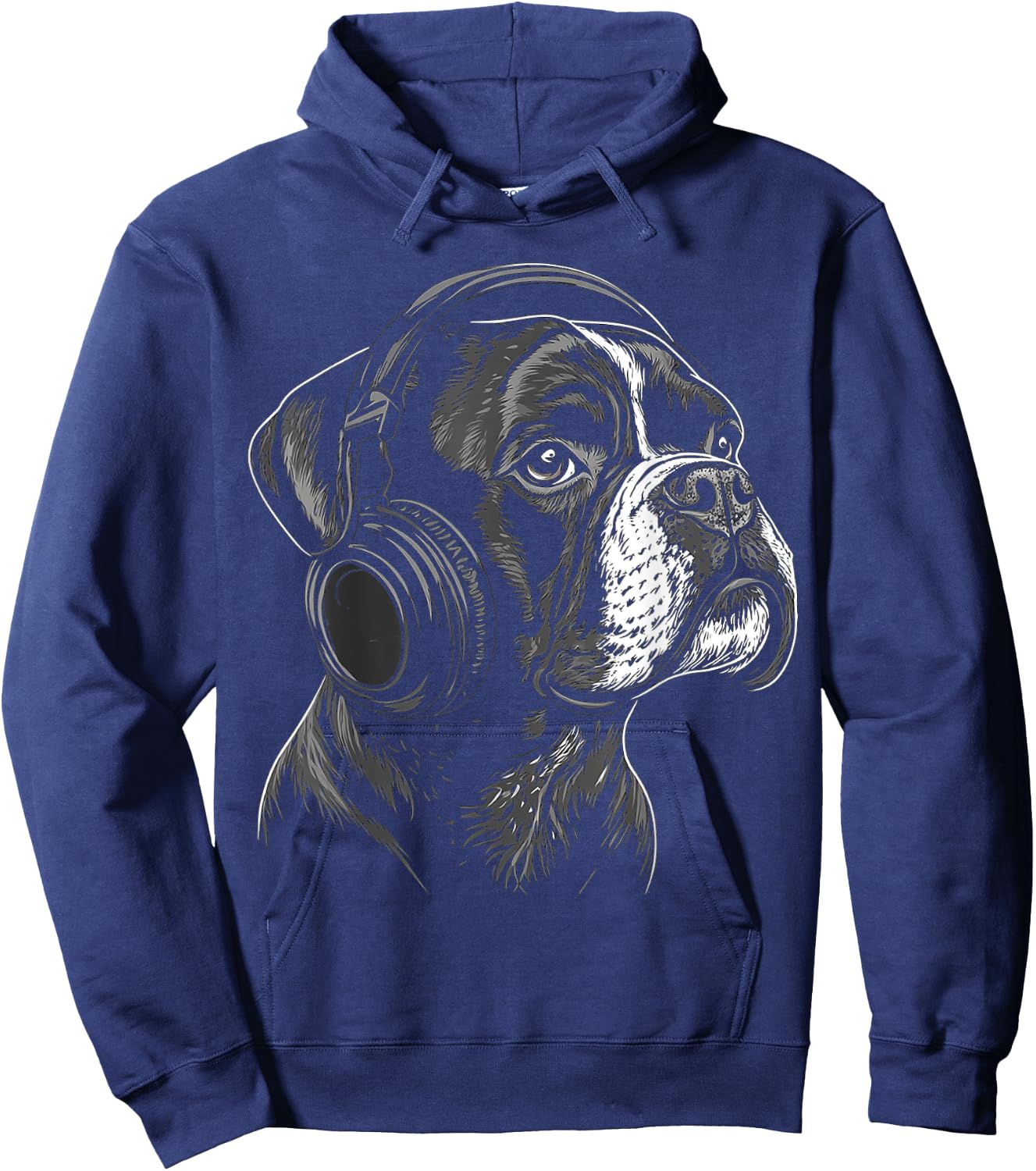 Boxer Chien Motif Animal Animalier Musique Casque Boxer Hoodie - Hoodie | Navy