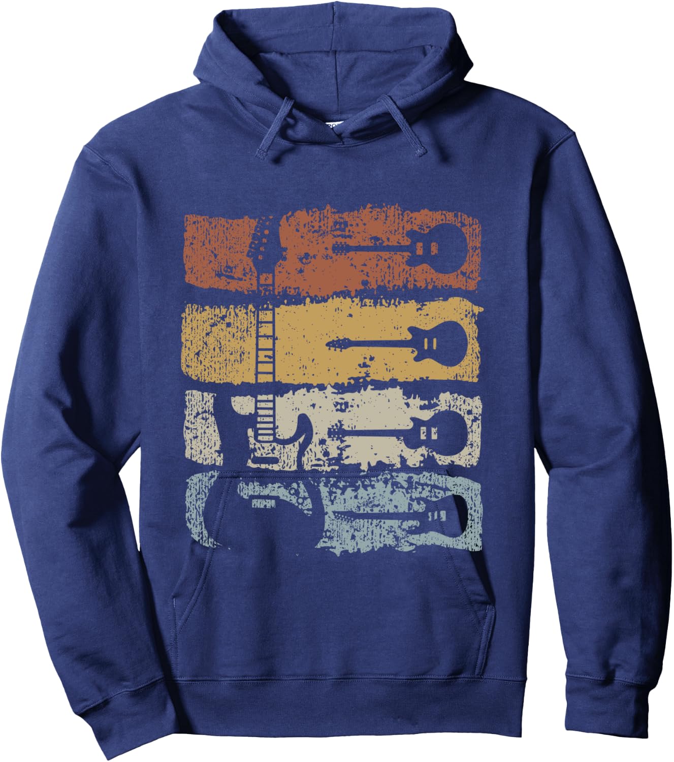 Guitar Player Rock Music Retro Guitar Shirt, black Hoodie - Hoodie | Navy