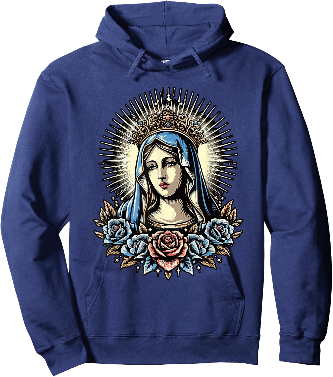 Virgin Mary Religious Art Spiritual Devotion Hoodie - Hoodie | Navy