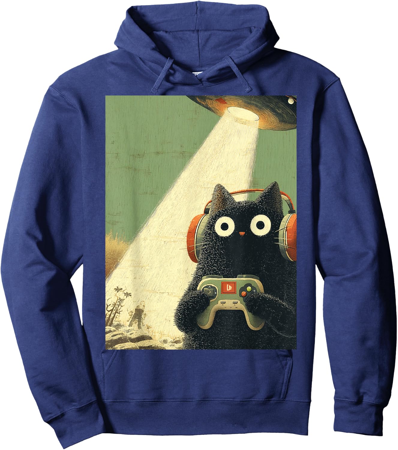 Japanische Zocker Katze Videospiele Entführung UFO Alien Hoodie - Hoodie | Navy