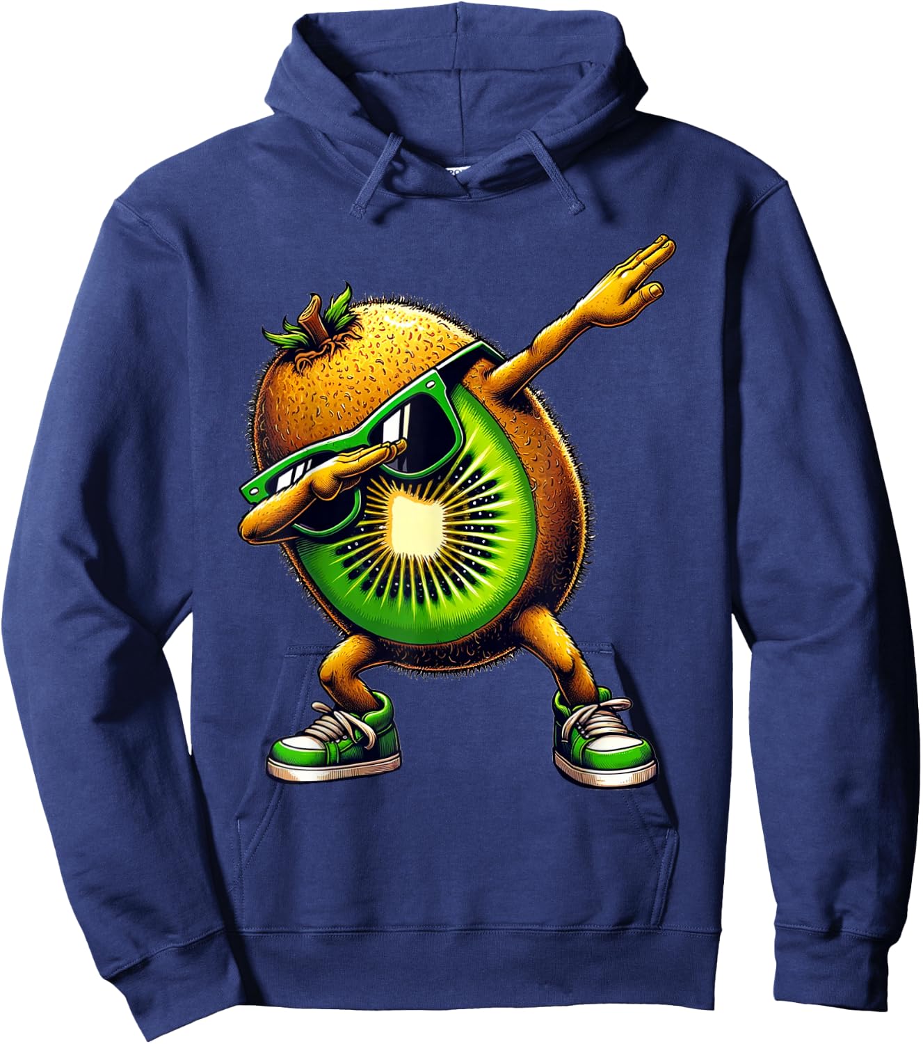 Dabbing Green Kiwi Funny Green Kiwi with Kiwi Motif , black Hoodie - Hoodie | Navy