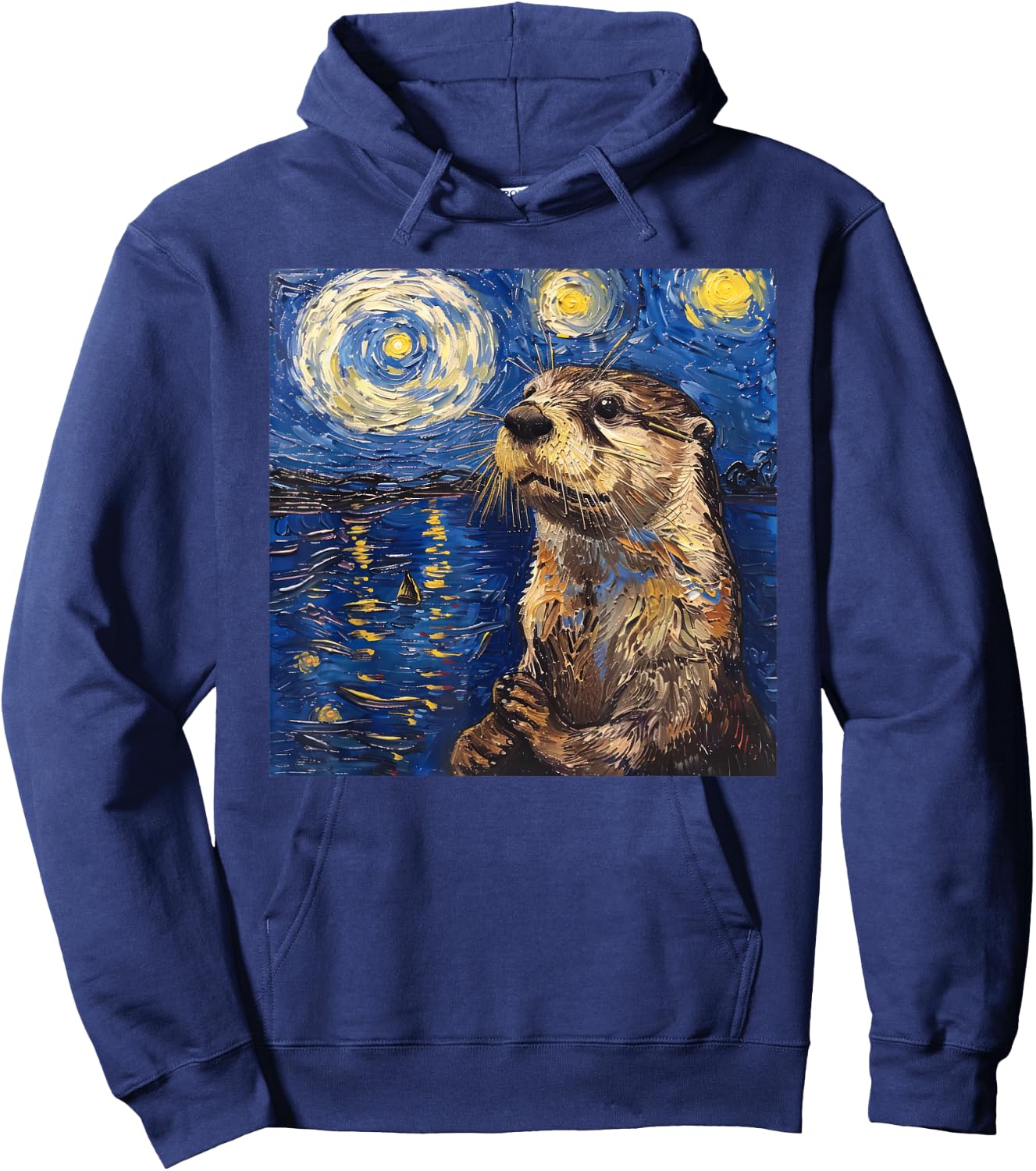 Otter Van Gogh Style Starry Night Hoodie - Hoodie | Navy