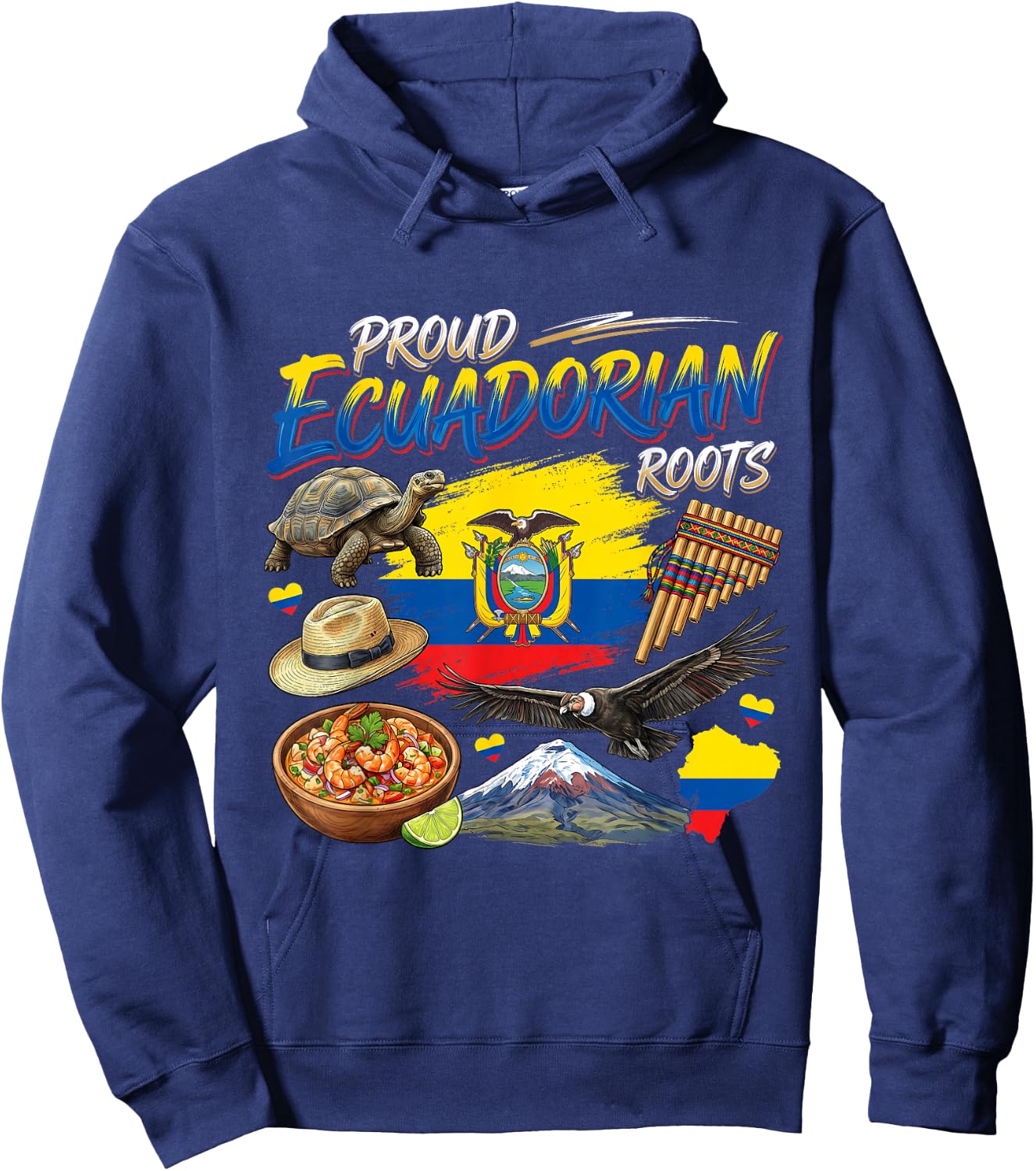 Ecuador Heritage Proud Ecuadorian Roots Men Hispanic Month Hoodie - Hoodie | Navy