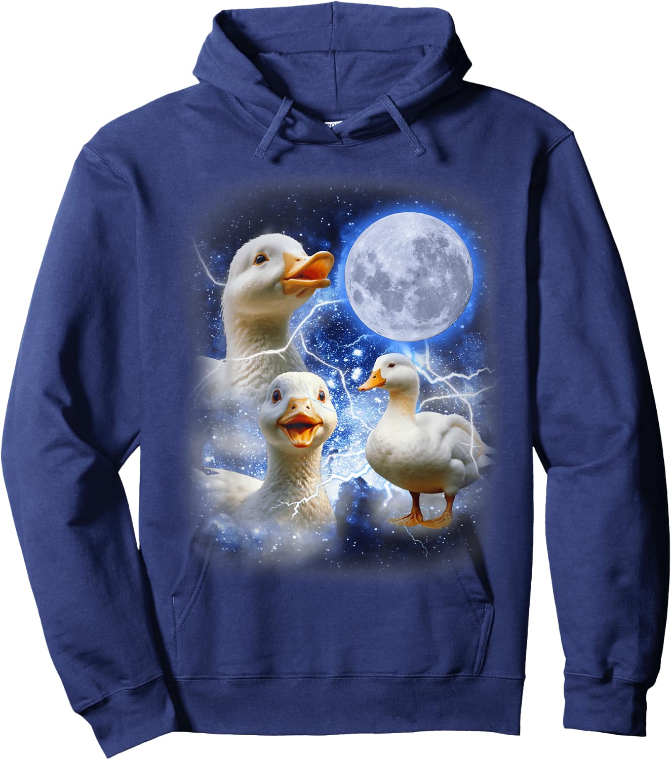 3 Ducks Moon Howl Funny Weird Cursed Pekin Duck Lover Hoodie - Hoodie | Navy