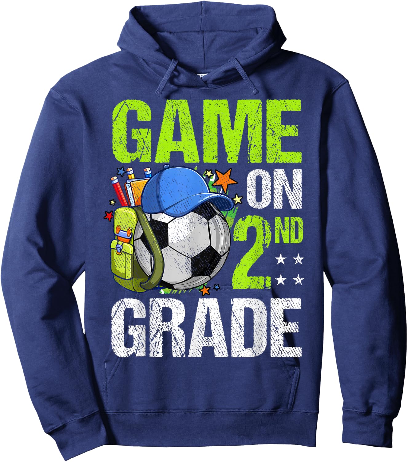 Game On 2nd Grade Soccer Back To School Boy Girl Kids Gift Hoodie - Hoodie | Navy