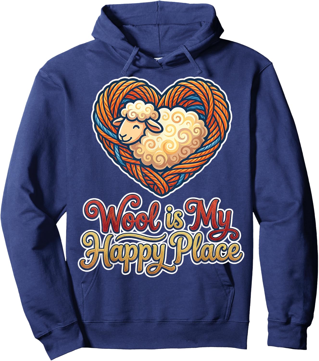 Wool is My Happy Place Sheep Yarn Spinning Enthusiasts Hoodie - Hoodie | Navy
