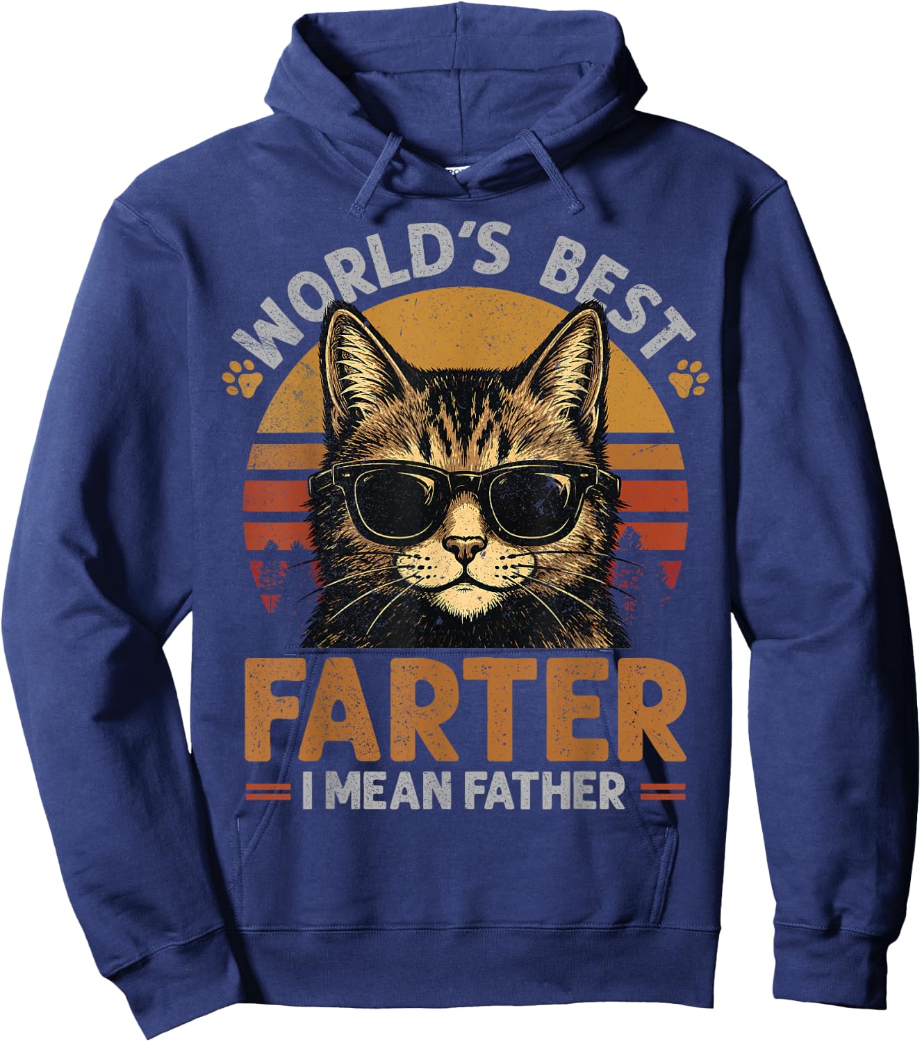 World's Best Farter I Mean Father Father's Day Funny Cat Dad Hoodie - Hoodie | Navy