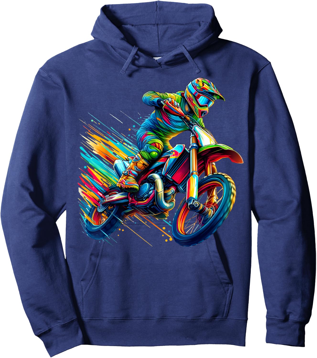 Motocross Enduro Supermoto Bike Dirt Biker Kids Boys , black Hoodie - Hoodie | Navy