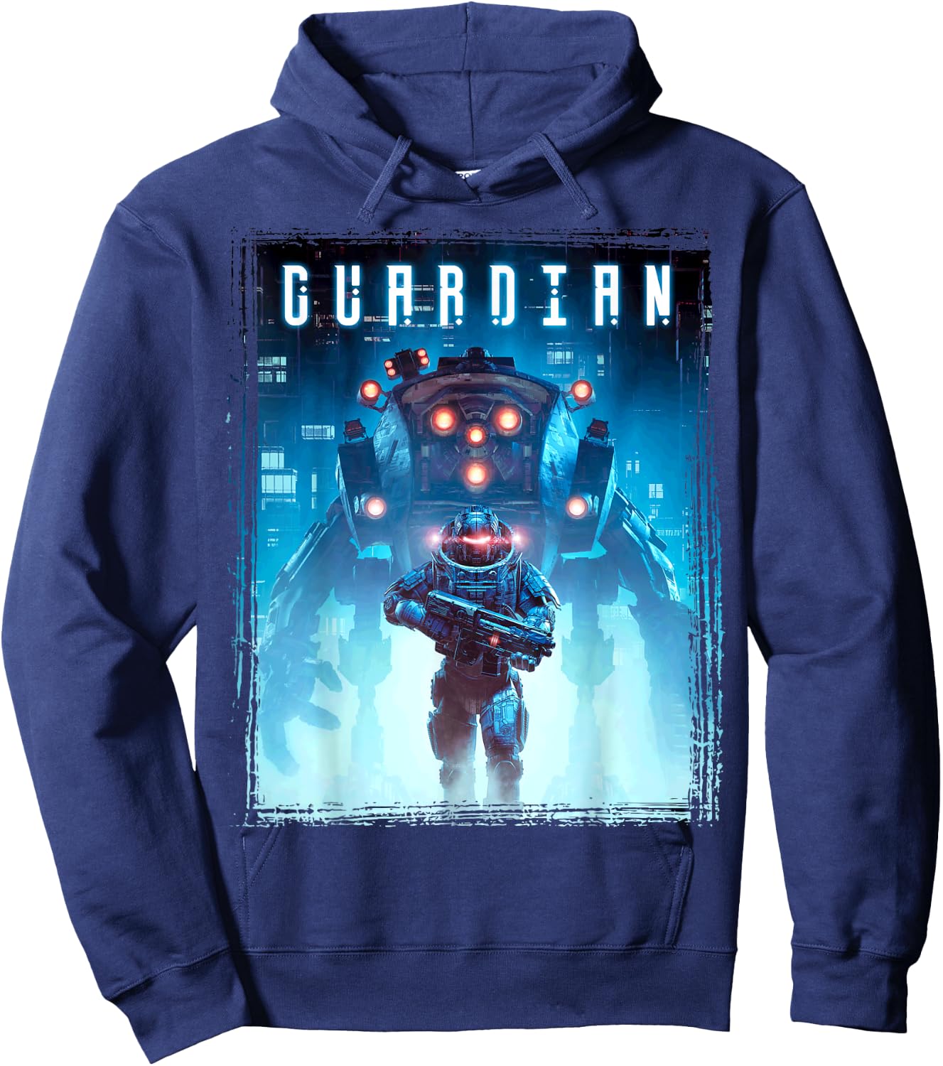 Science Fiction Cyberpunk Mech Guardian Robot Soldat Gamer Hoodie - Hoodie | Navy