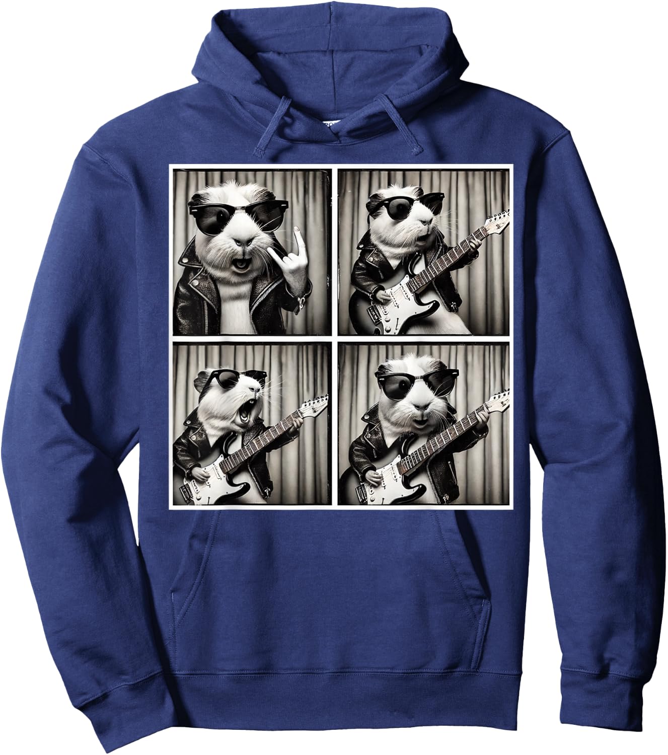 Guinea Pig Playing Electric Guitar Guinea Pig Photobooth Hoodie - Hoodie | Navy