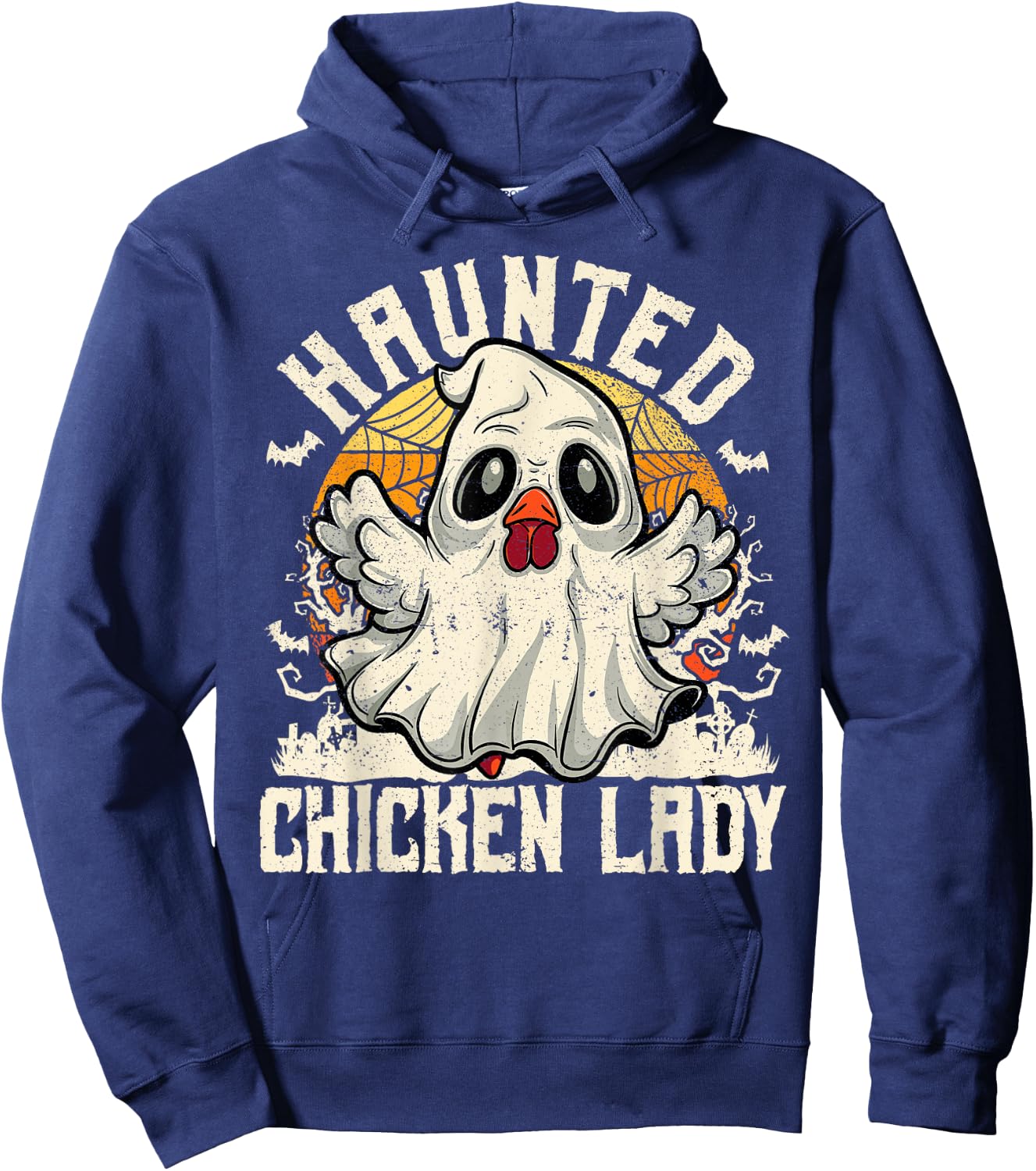 Haunted Chicken Lady Halloween Chicken Women Hoodie - Hoodie | Navy