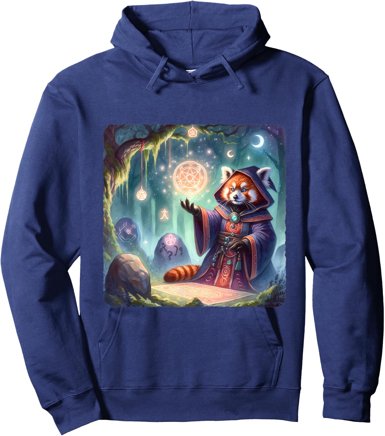 Red Panda Wizard Casting A Spell. Magic Hoodie - Hoodie | Navy