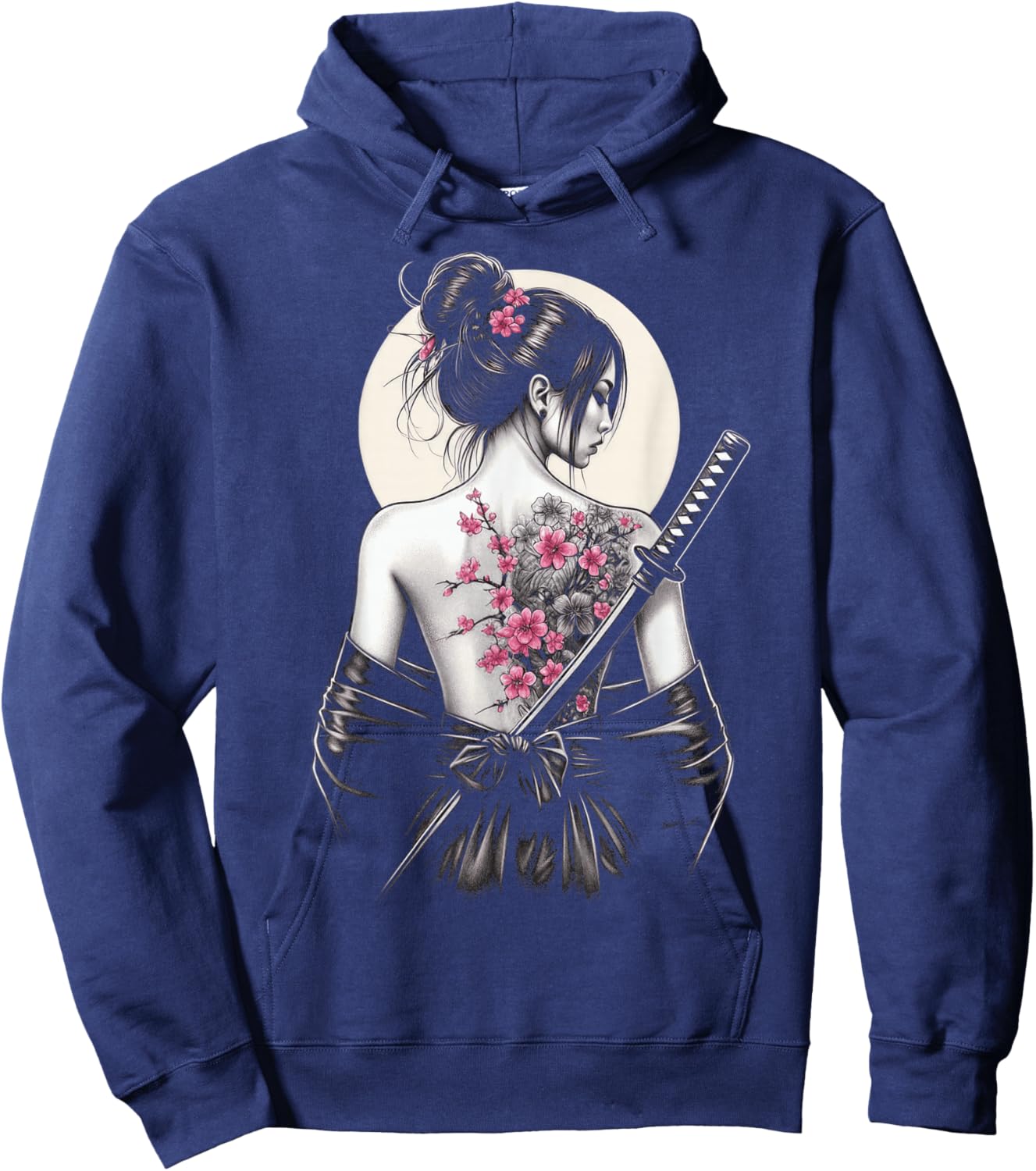 Japanese Samurai Warrior Woman Geisha Hoodie - Hoodie | Navy