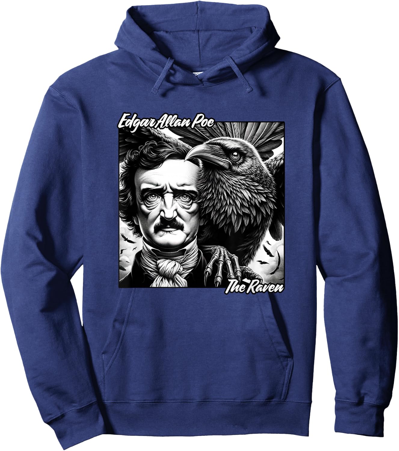 Edgar Allan Poe Nevermore Quoth The Raven Hoodie - Hoodie | Navy