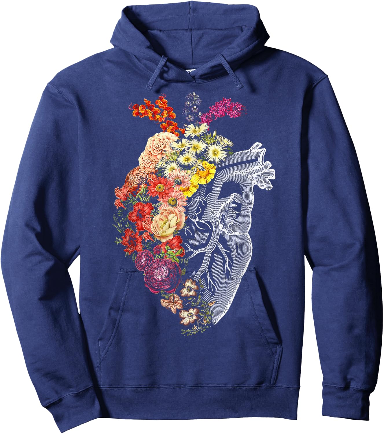 Anatomical Heart And Flowers Funny Nurse Gift Graduation Hoodie - Hoodie | Navy