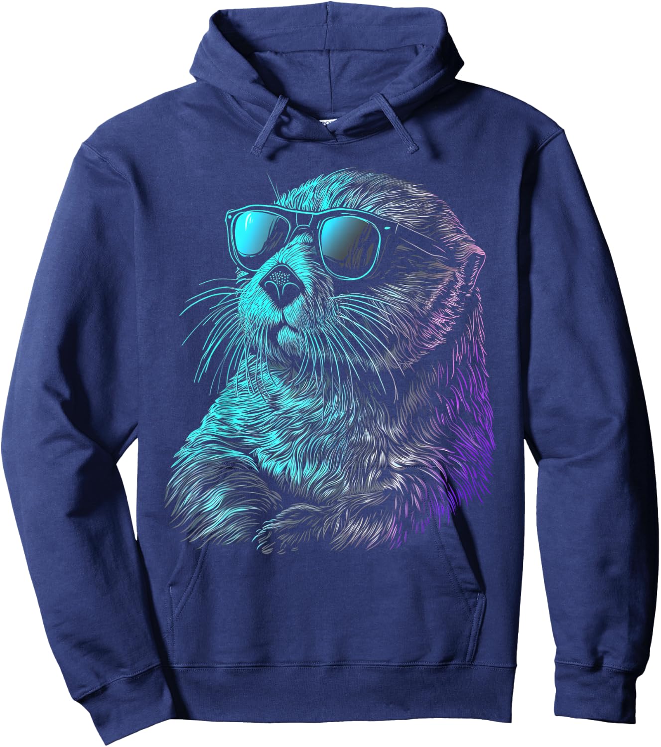 Otter Wearing Sunglasses Funny Cute Animal Sea Otter Lover Hoodie - Hoodie | Navy