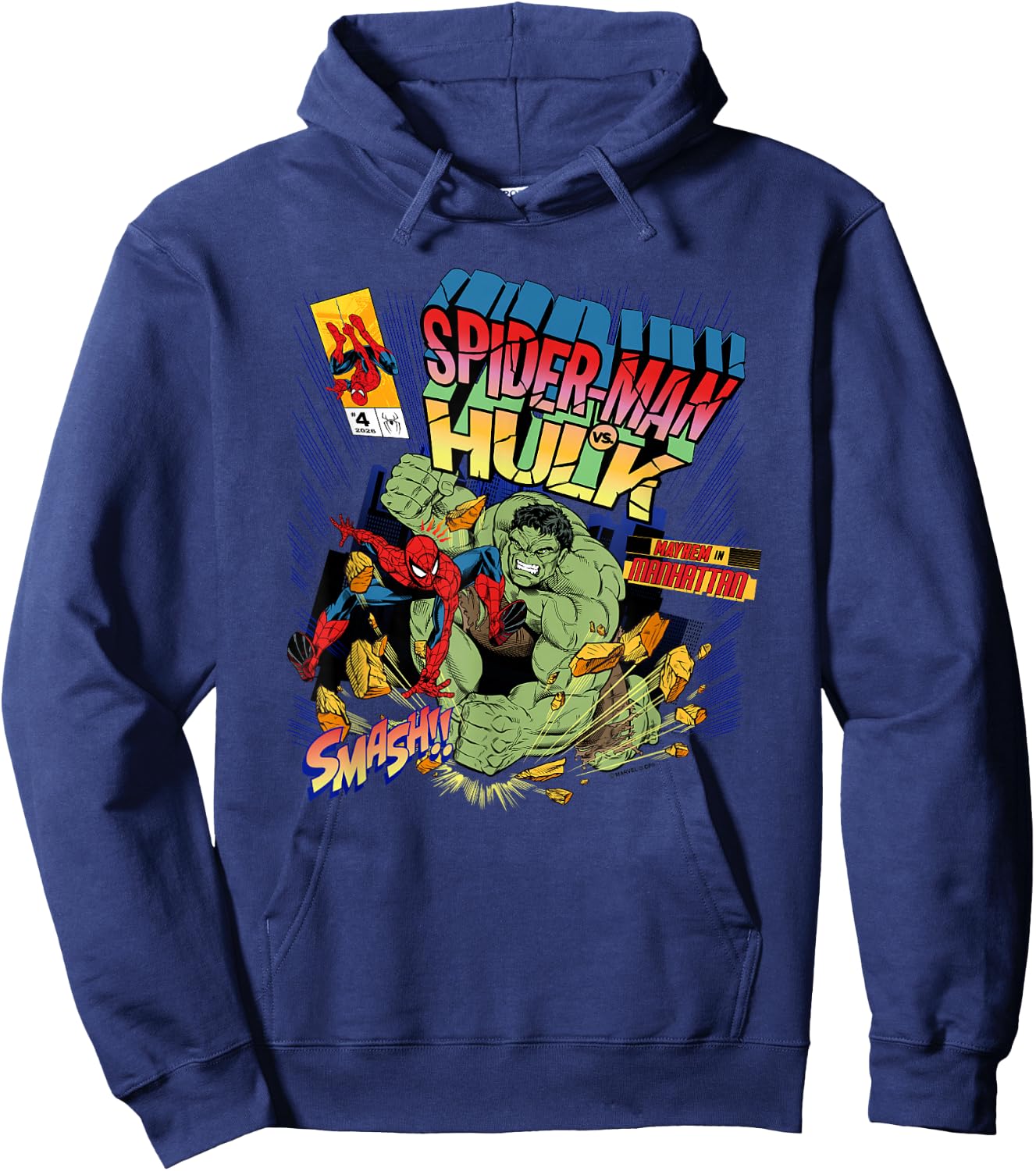 Marvel Spider-Man: New Day Hulk Smash Comic Cover Hoodie - Hoodie | Navy