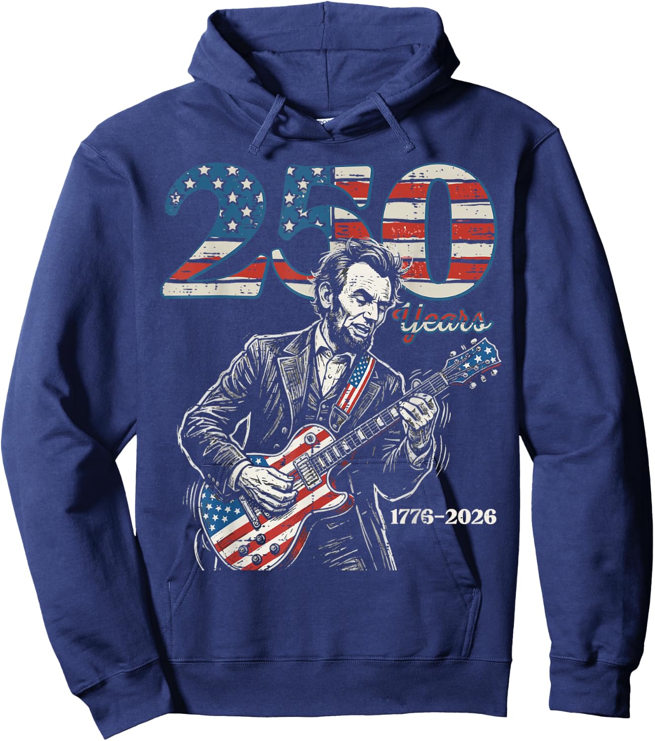 Lincoln Guitar USA 250 Years 250th Anniversary 4th of July Hoodie - Hoodie | Navy