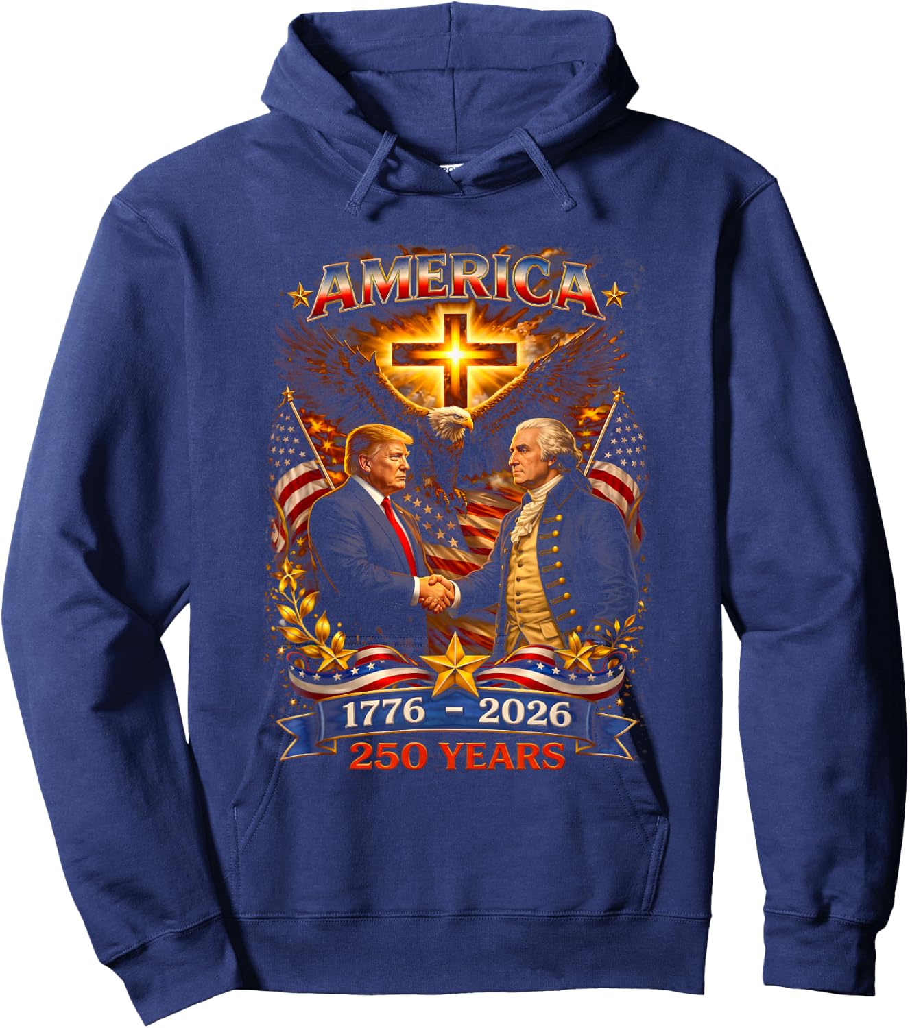250 Years American 250th Anniversary 1776 2026 US Flag Hoodie - Hoodie | Navy