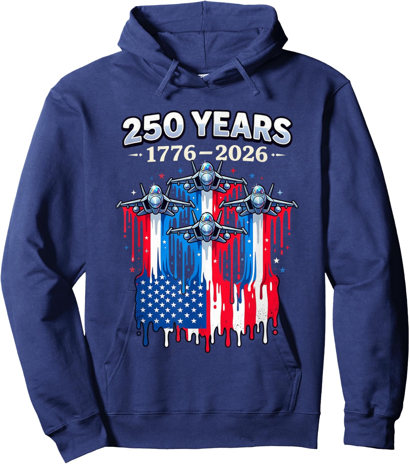 250 Anniversary USA Flag Hoodie - Hoodie | Navy