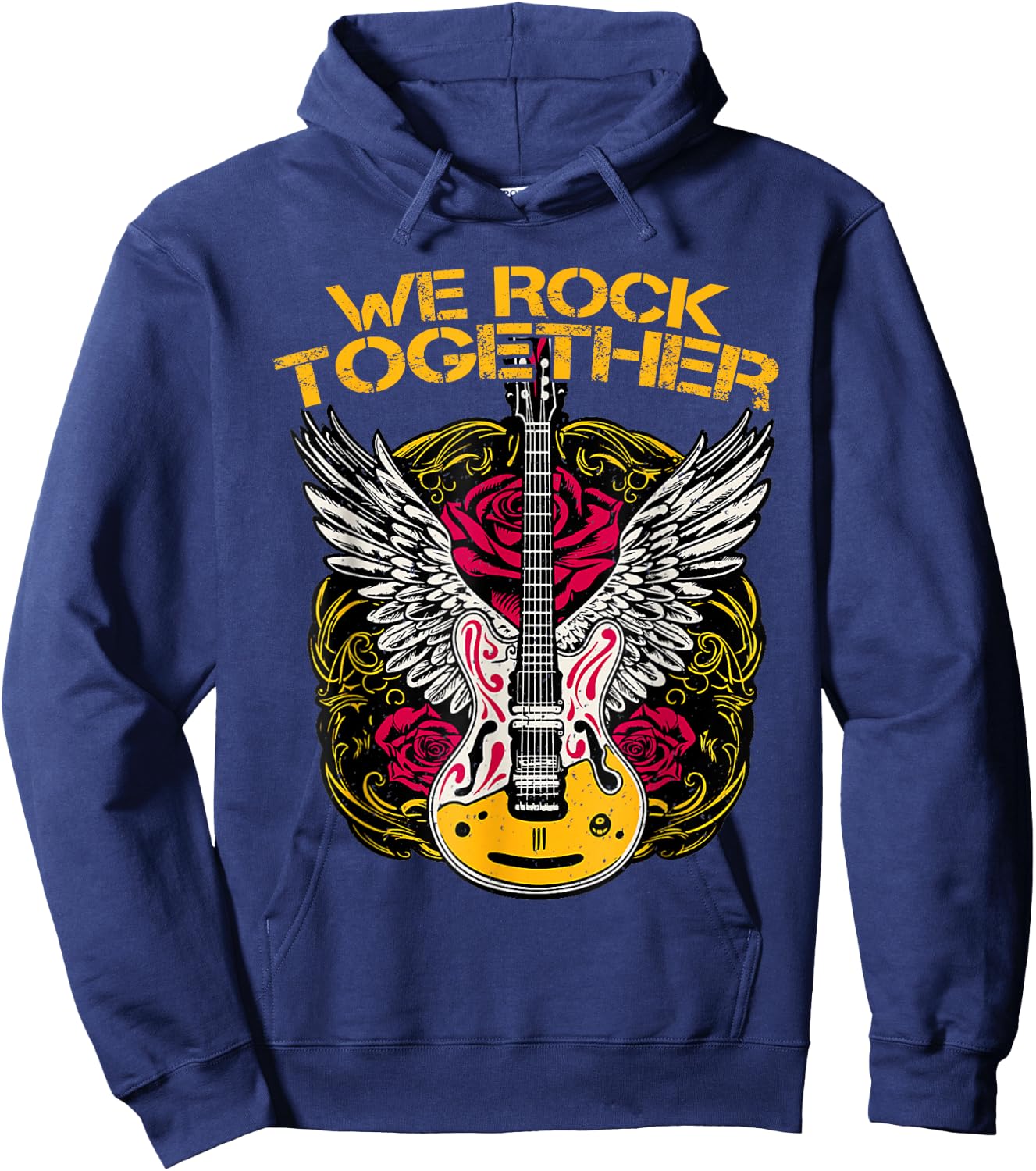We Rock Together Guitar Rock N Roll Guitar Wings Rock Hoodie - Hoodie | Navy