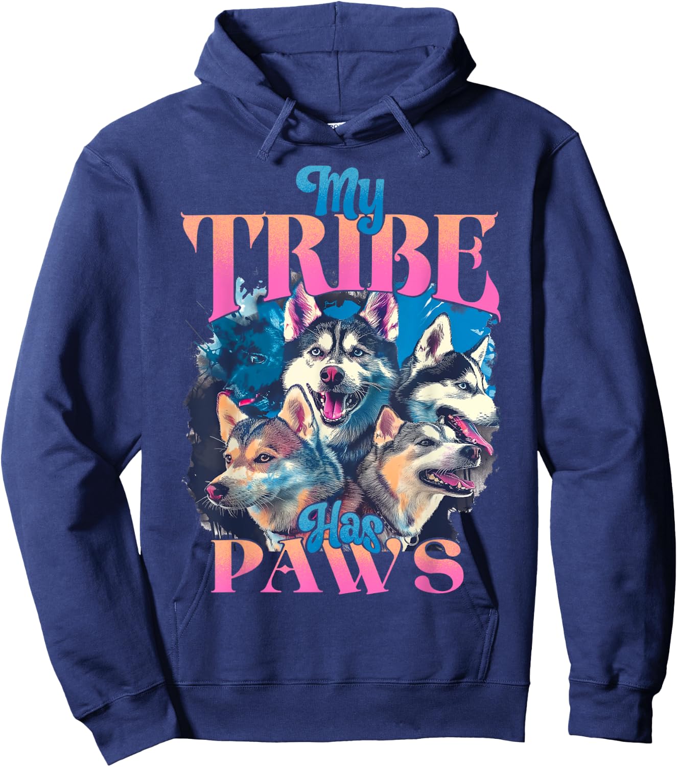 Dog Lover Bootleg Siberian Husky Dog Owner Girl and Woman Hoodie - Hoodie | Navy