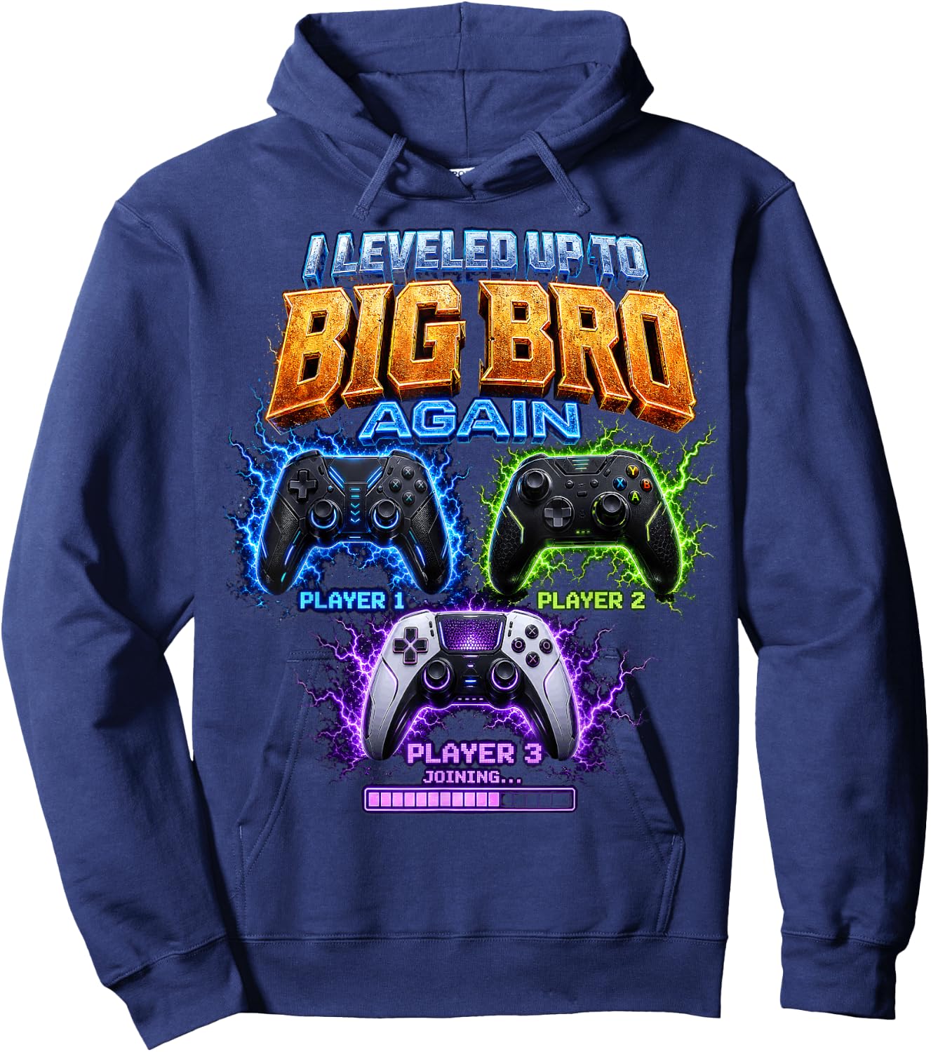 Gamer I Leveled Up to Big Bro Again Controller Boy Hoodie - Hoodie | Navy