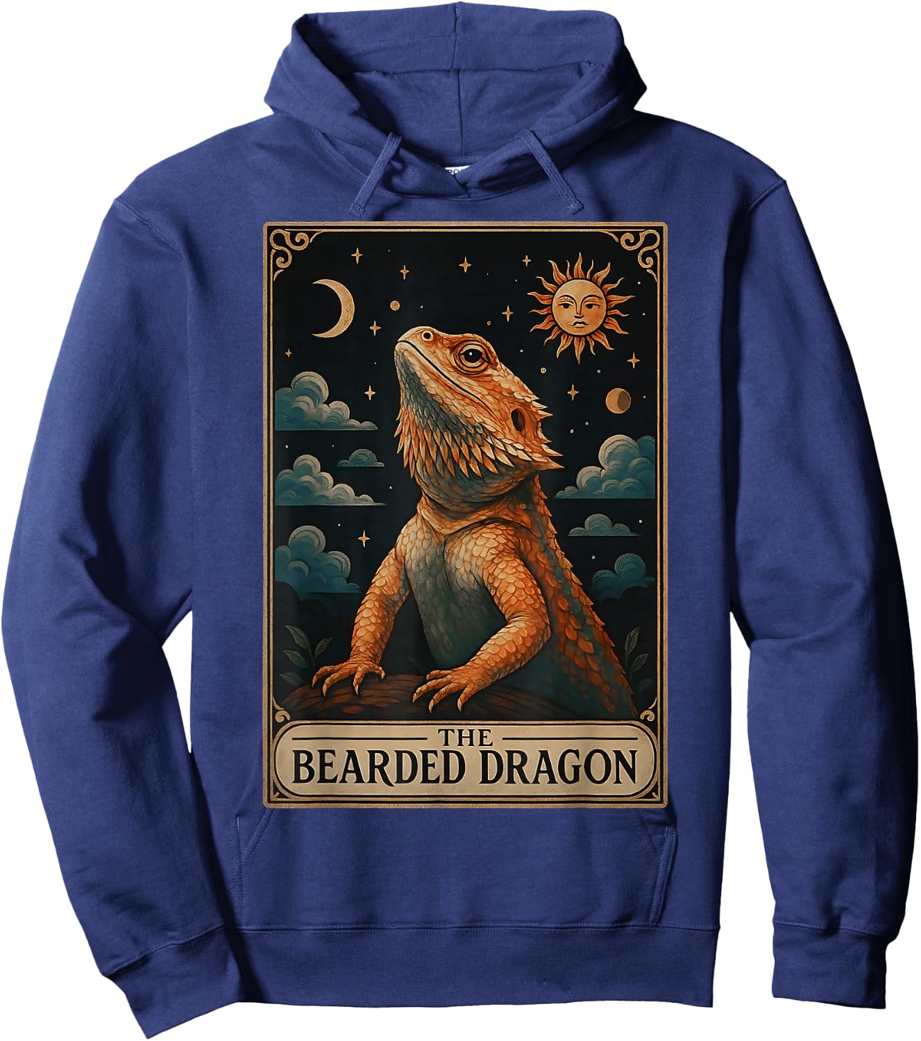 The Bearded Dragon Lizard Tarot Card Witchy Moon Hoodie - Hoodie | Navy