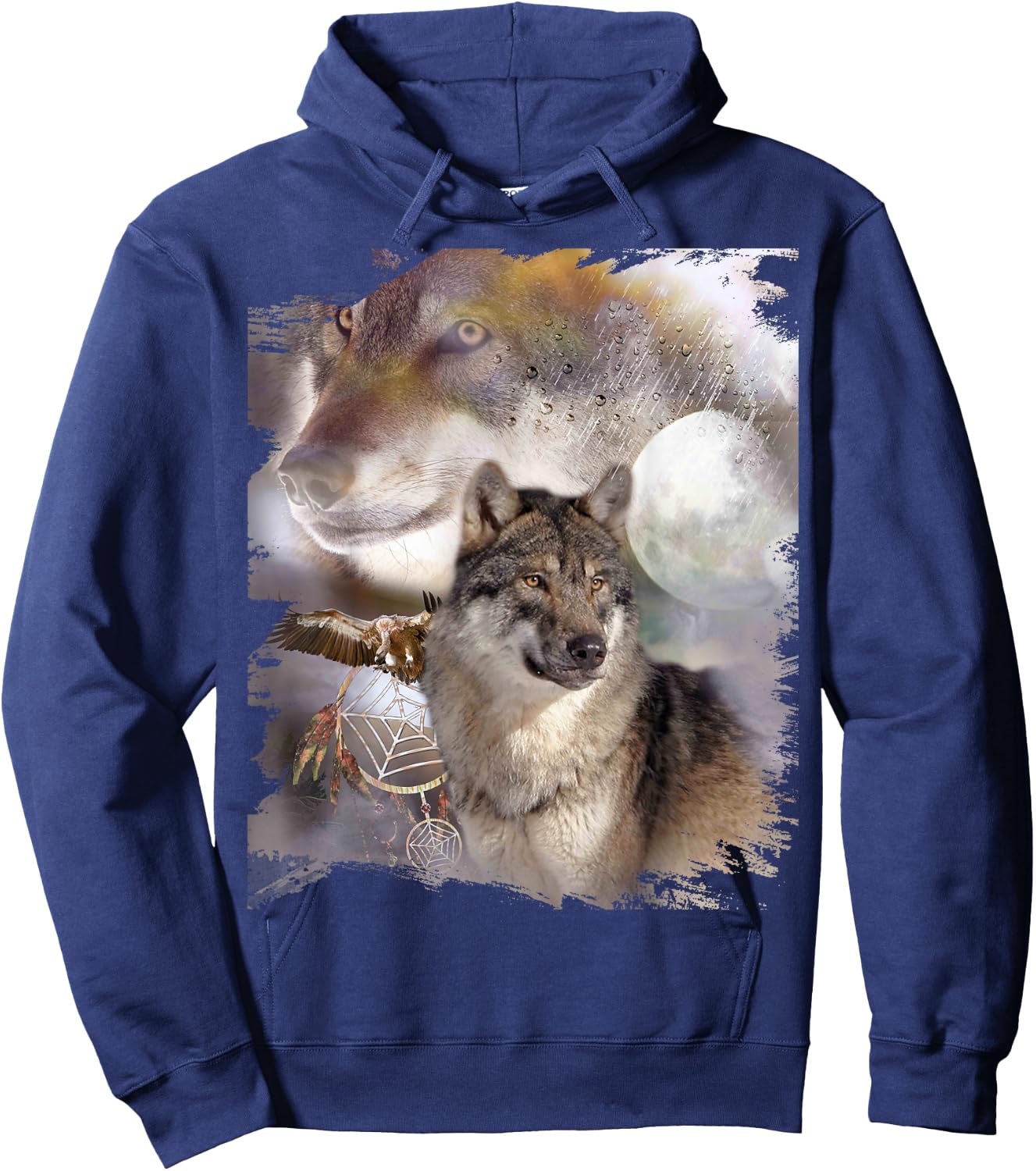 Wolf Dreamcatcher & Eagle, Moon Wolves Hoodie - Hoodie | Navy
