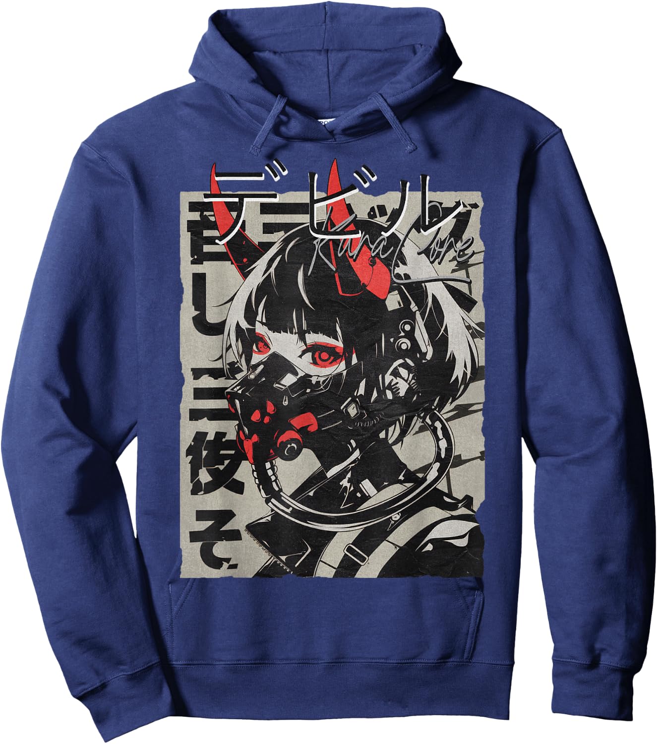 Anime Manga Streetwear Cyberpunk Aesthetic Techwear Harajuku , Black, S Hoodie - Hoodie | Navy