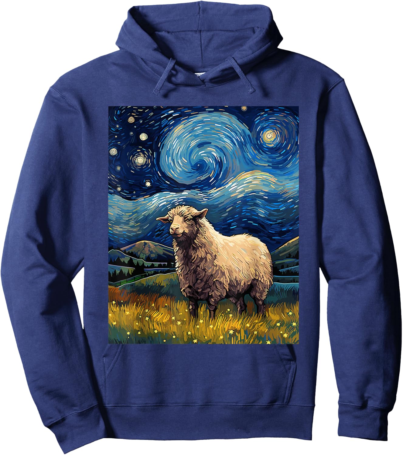 Sheep Starry Night Van Gogh Art Lover Hoodie - Hoodie | Navy