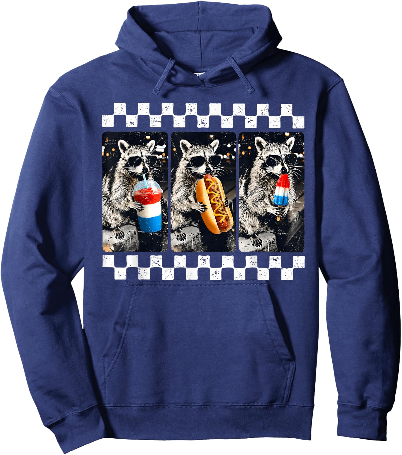 USA America Raccoon Hot Dog 1776-2026 4th of July 250 Years Hoodie - Hoodie | Navy