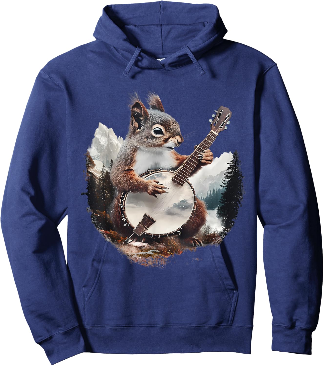 Banjo Squirrel Bluegrass Banjo Player Squirrel Playing Banjo Hoodie - Hoodie | Navy