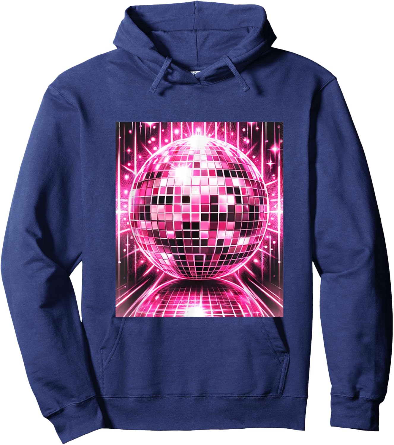 Disco Ball Pink Mirror Ball , black Hoodie - Hoodie | Navy