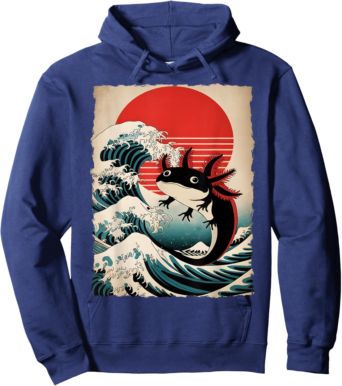 Axolotl Girls Teens Kid Japanese Art Retro Axolotl Graphic Hoodie - Hoodie | Navy