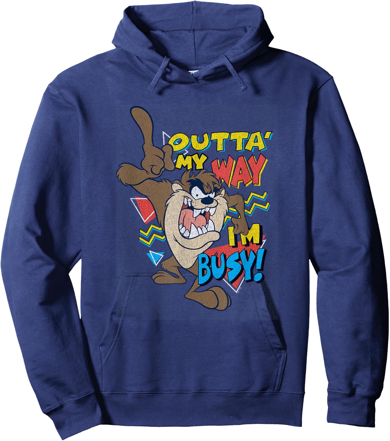 Looney Tunes Tasmanian Devil Outta' My Way I'm Busy! Retro Hoodie - Hoodie | Navy