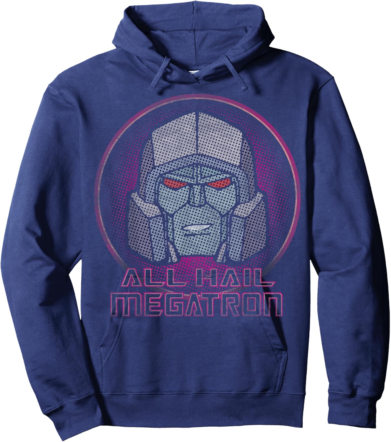 Transformers All Hail Megatron Retro Portrait Logo Hoodie - Hoodie | Navy