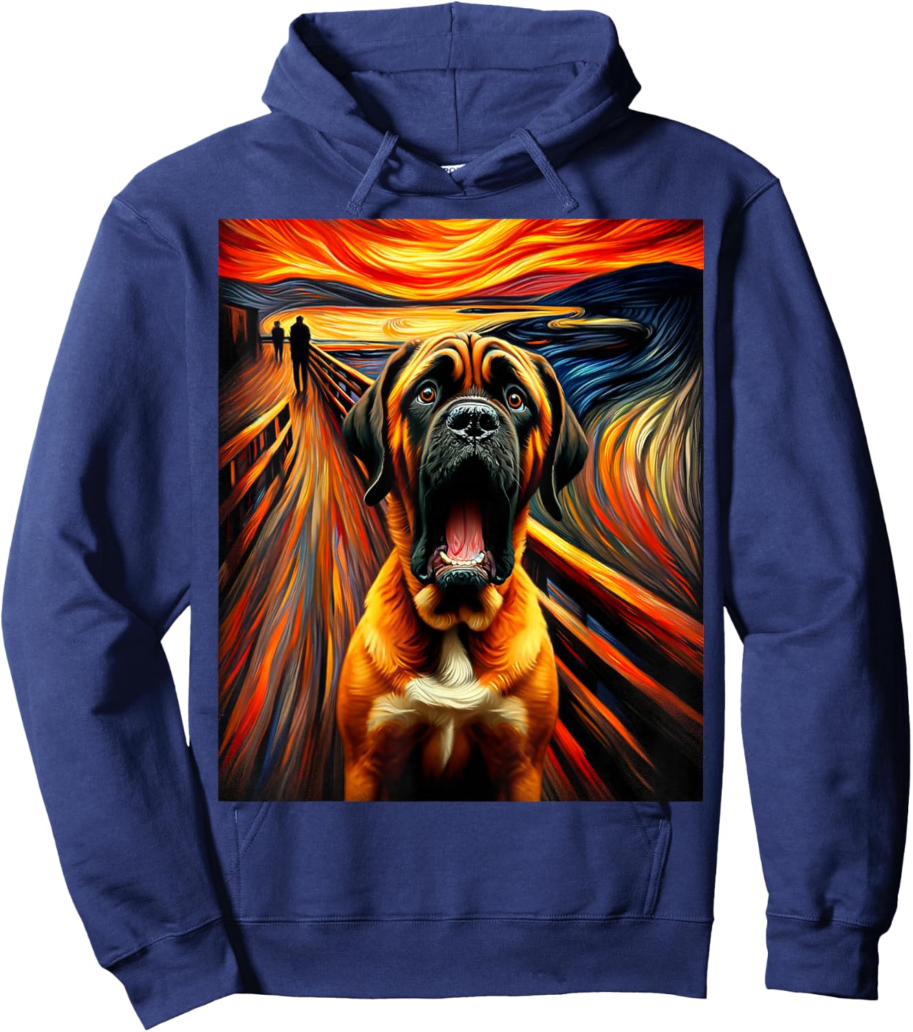 Expressionist Artsy Mastiff Dog | Artistic Mastiff Hoodie - Hoodie | Navy