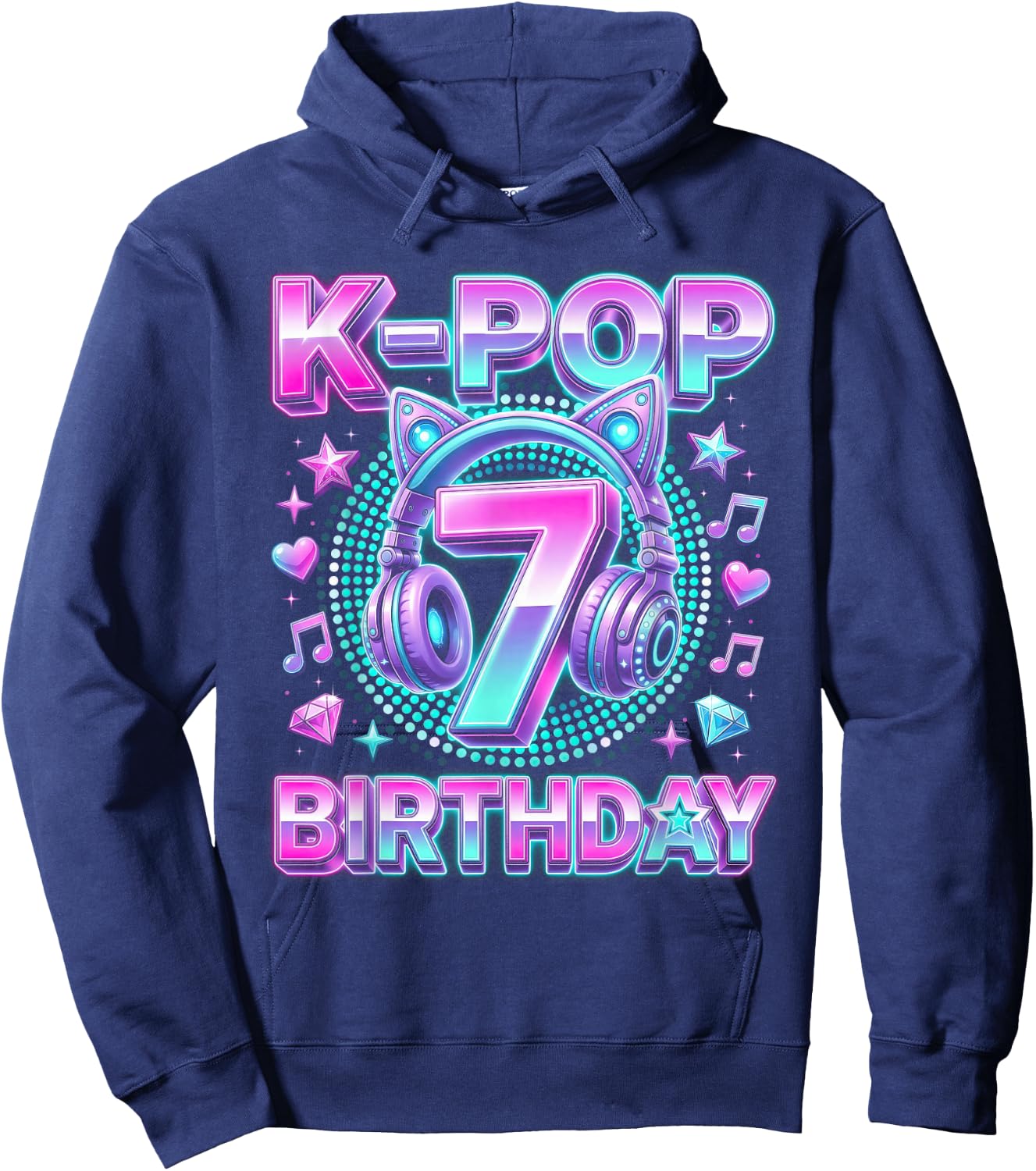 K-Pop 7. Geburtstag Mädchen 7 Jahre alt koreanische Musik Hoodie - Hoodie | Navy