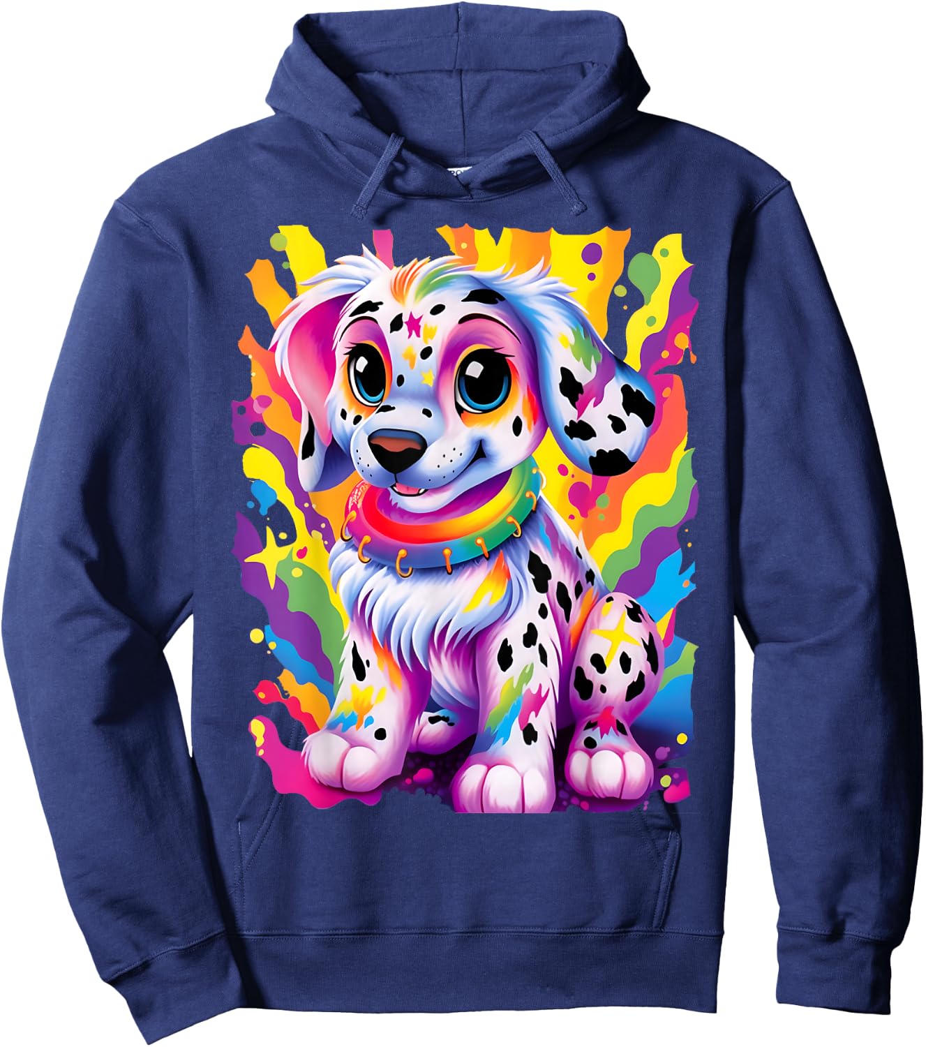 Dalmatian Puppy Colorful Rainbow Vibrant Graphic Hoodie - Hoodie | Navy