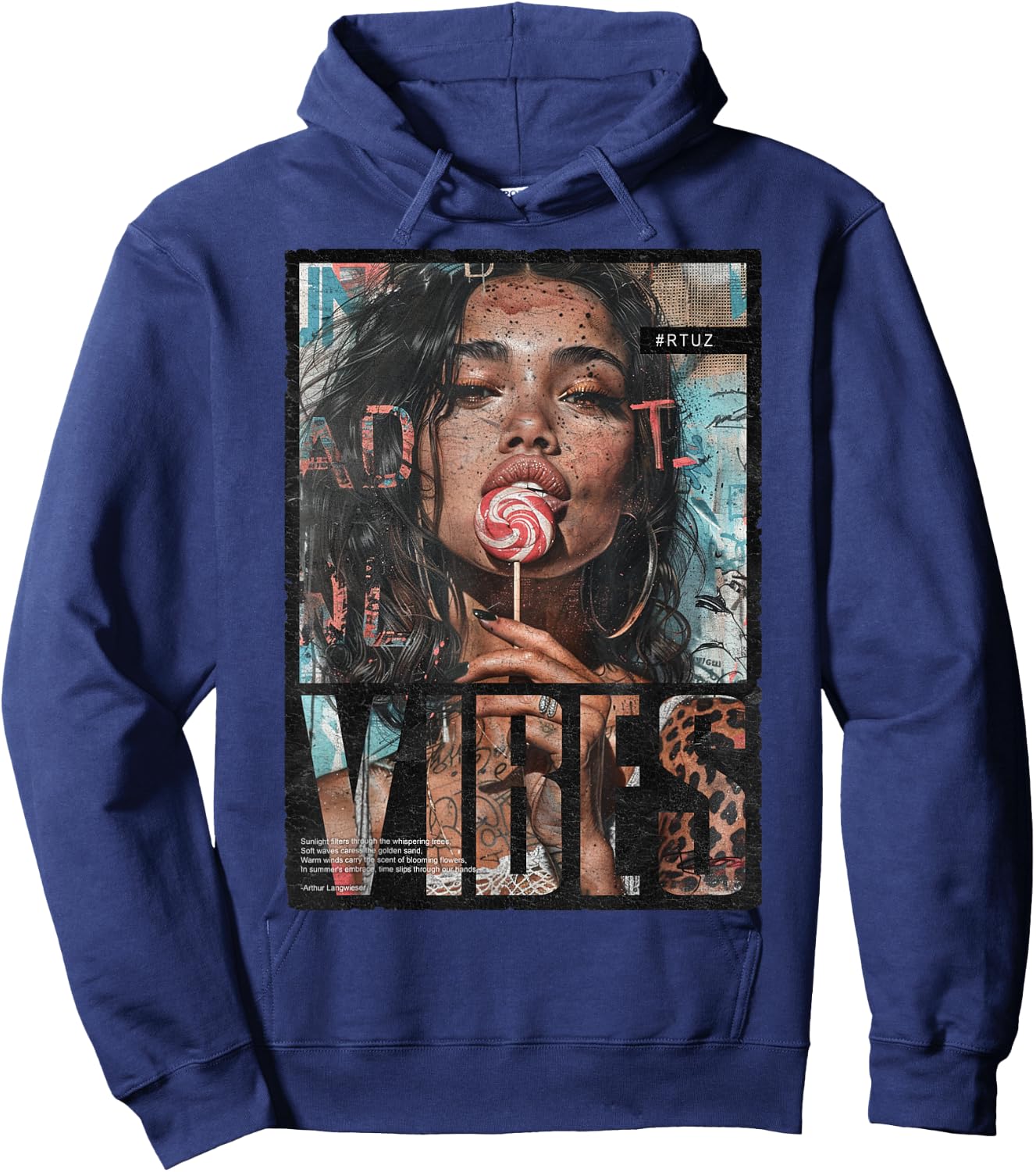 Vintage Girl Magazine Cover Template Sexy Pin-up , Black, S Hoodie - Hoodie | Navy